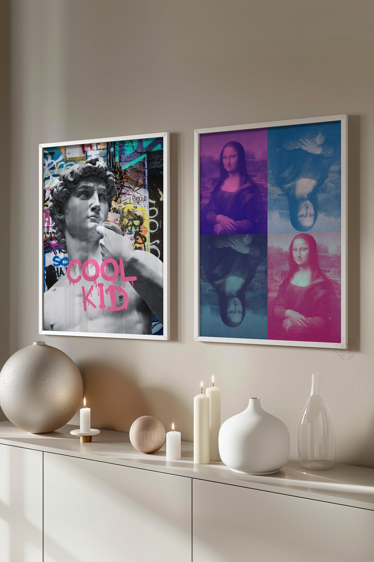Modern Sanat 2'li Beyaz Çerçeveli Poster, Tablo Seti No:35
