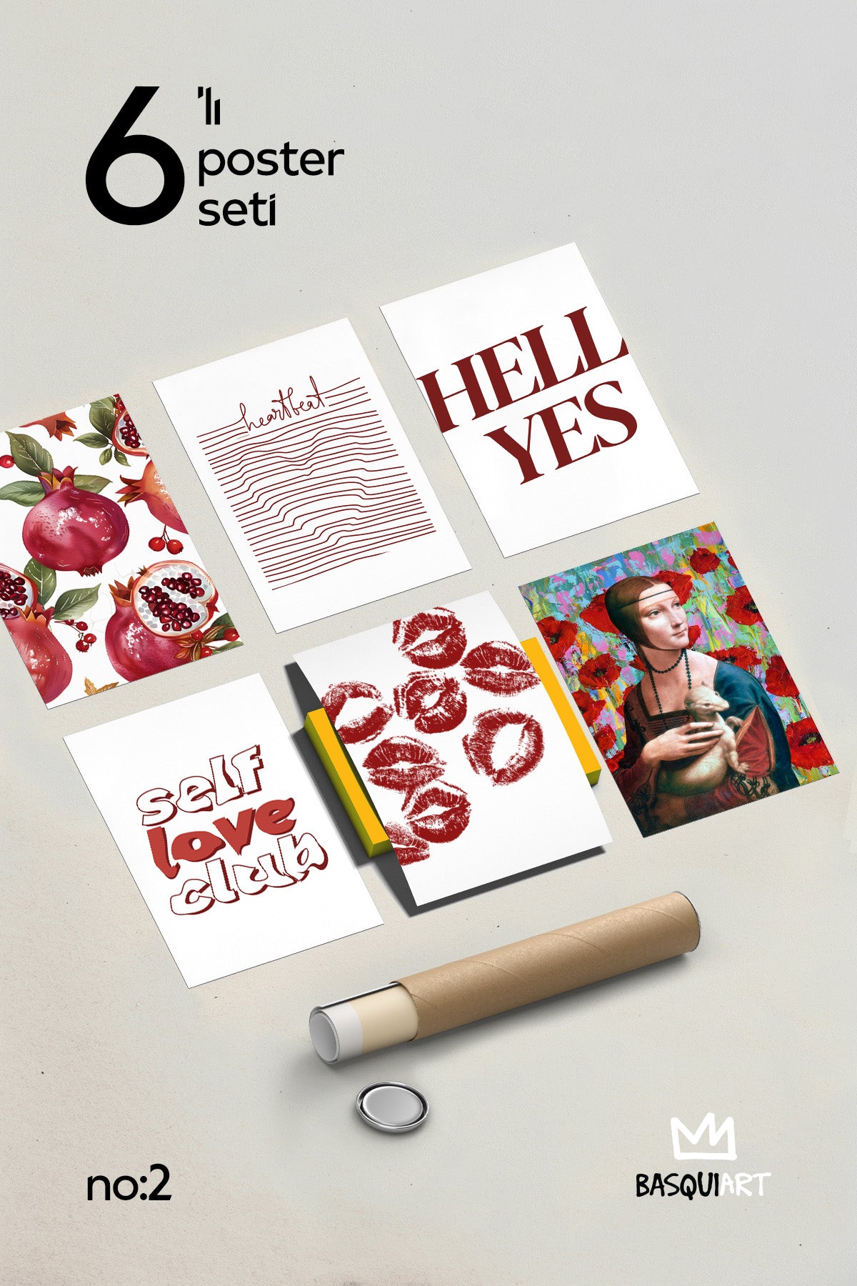 Kızıl Desenler 6'lı Poster Seti, Duvar Dekoru No:2