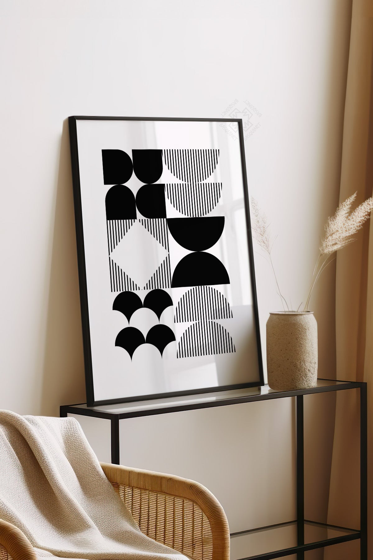 Bauhaus Serisi Siyah Çerçeveli Poster, Tablo No:108