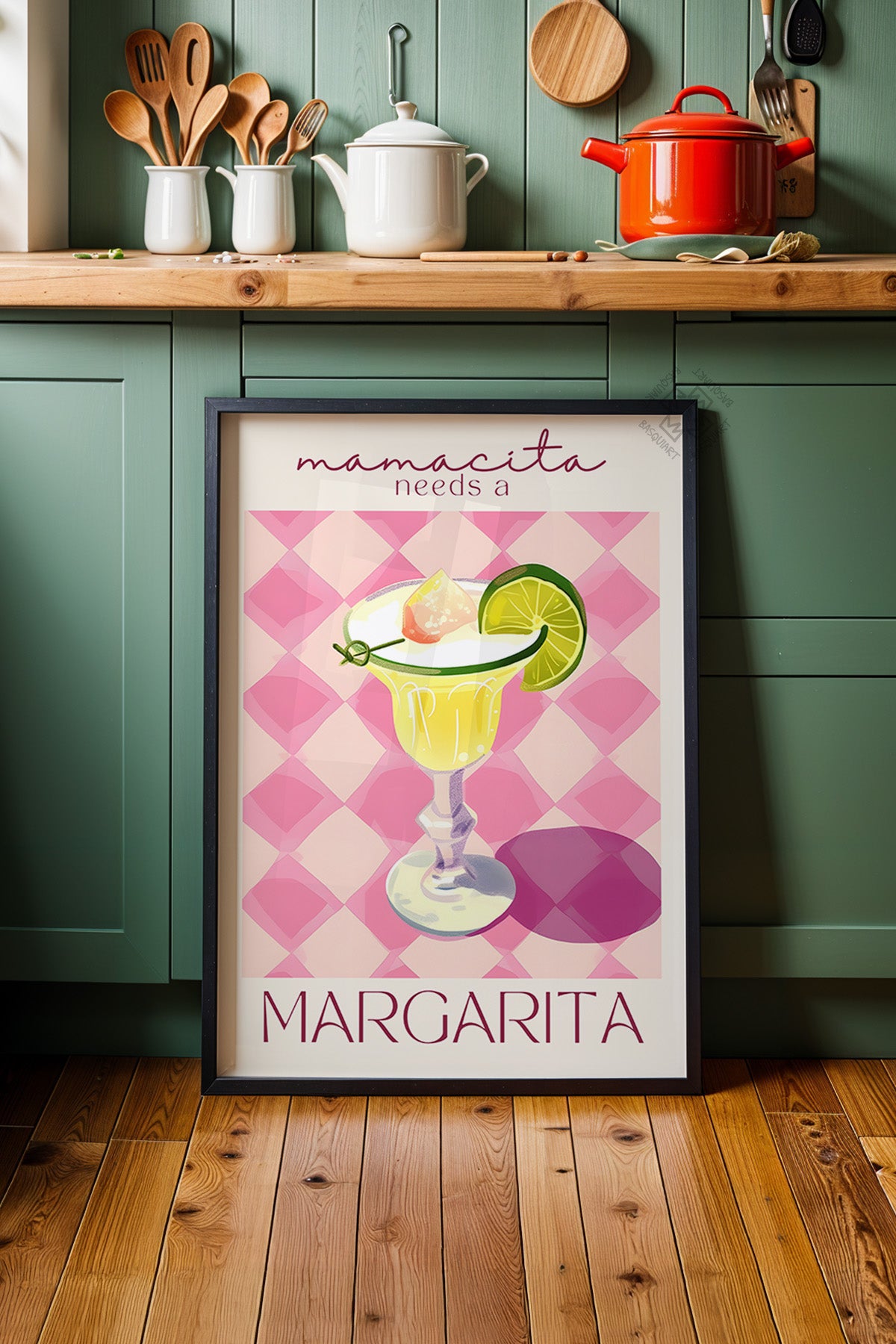Kokteyl Serisi Siyah Çerçeveli Poster, Tablo, Cafe, Restoran, Mutfak Duvar Dekoru No:48