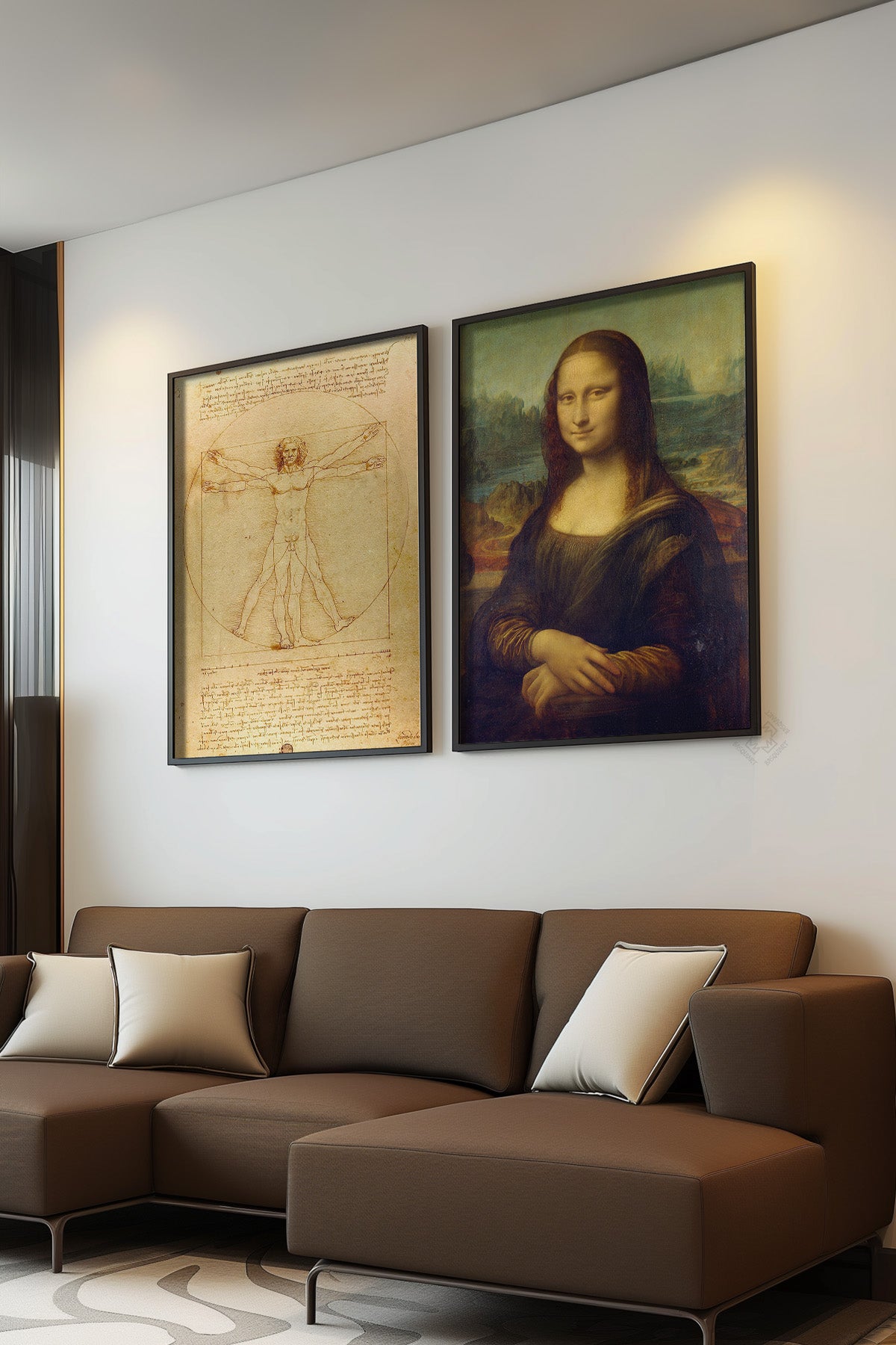 Leonardo da Vinci 2'li Siyah Çerçeveli Poster, Tablo Seti No:34