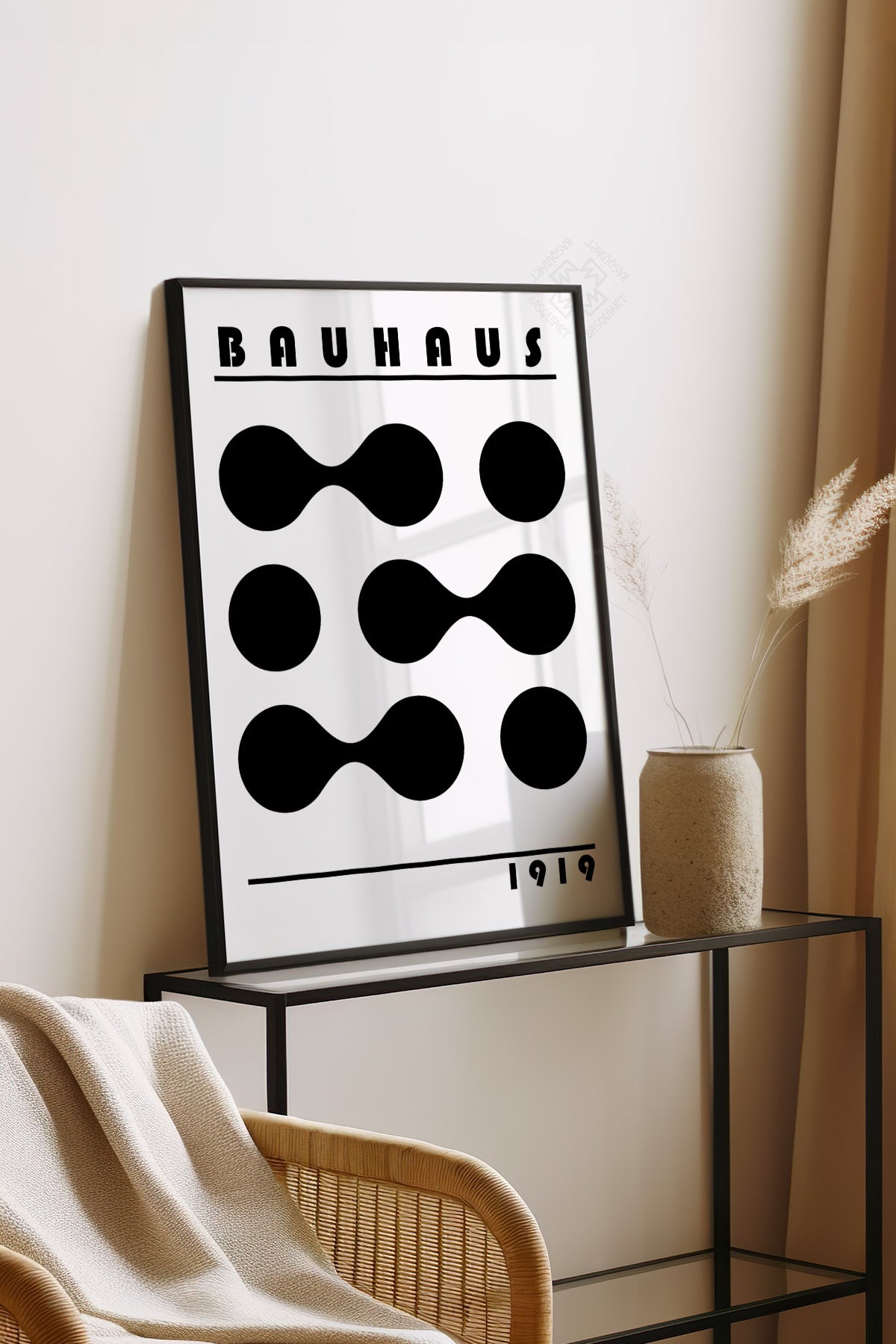 Bauhaus Serisi Siyah Çerçeveli Poster, Tablo No:53