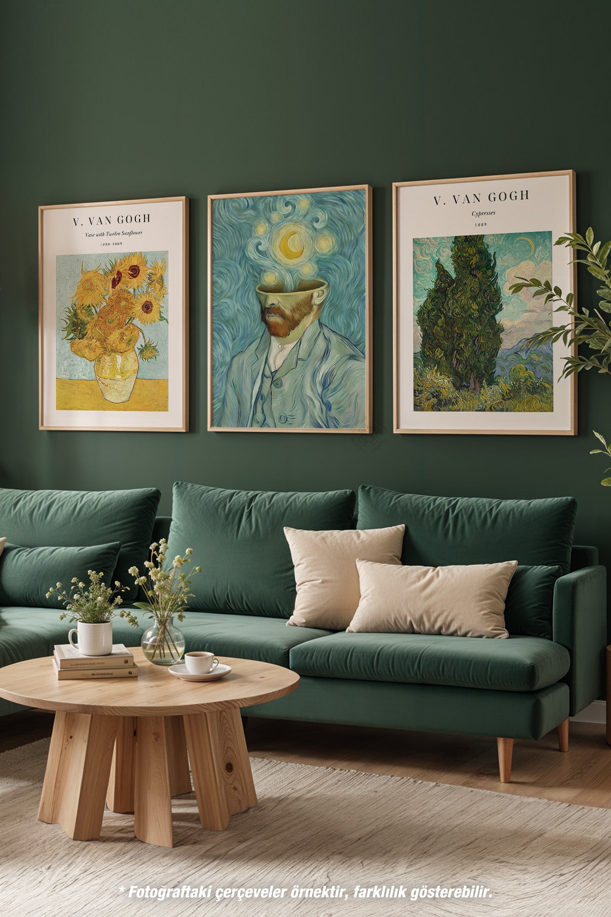 Van Gogh 3'lü Ahşap Çerçeveli Poster, Tablo Seti No:25