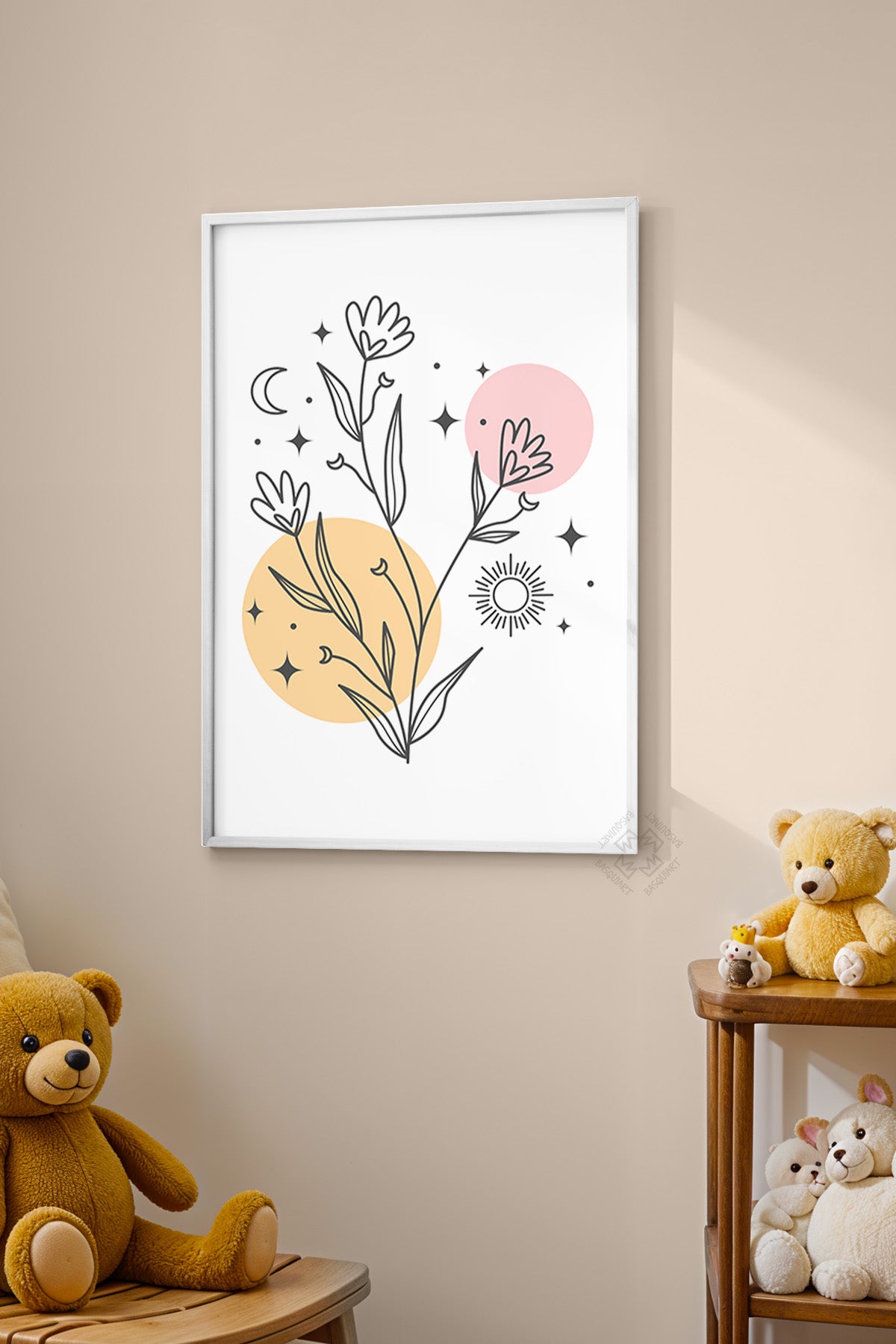 Çocuk Odası, Bebek Odası Beyaz Çerçeveli Poster, Tablo No:90