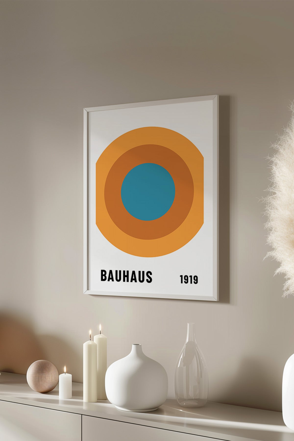 Bauhaus Serisi Beyaz Çerçeveli Poster, Tablo No:93
