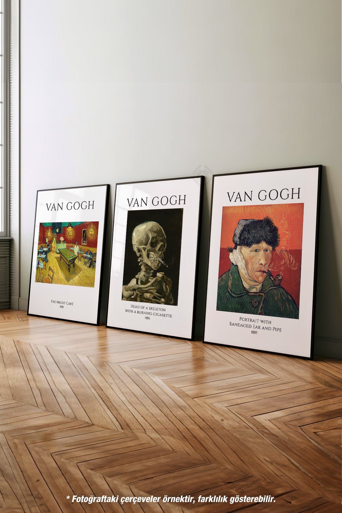 Van Gogh Sanatsal 3'lü Siyah Çerçeveli Poster, Tablo Seti No:3