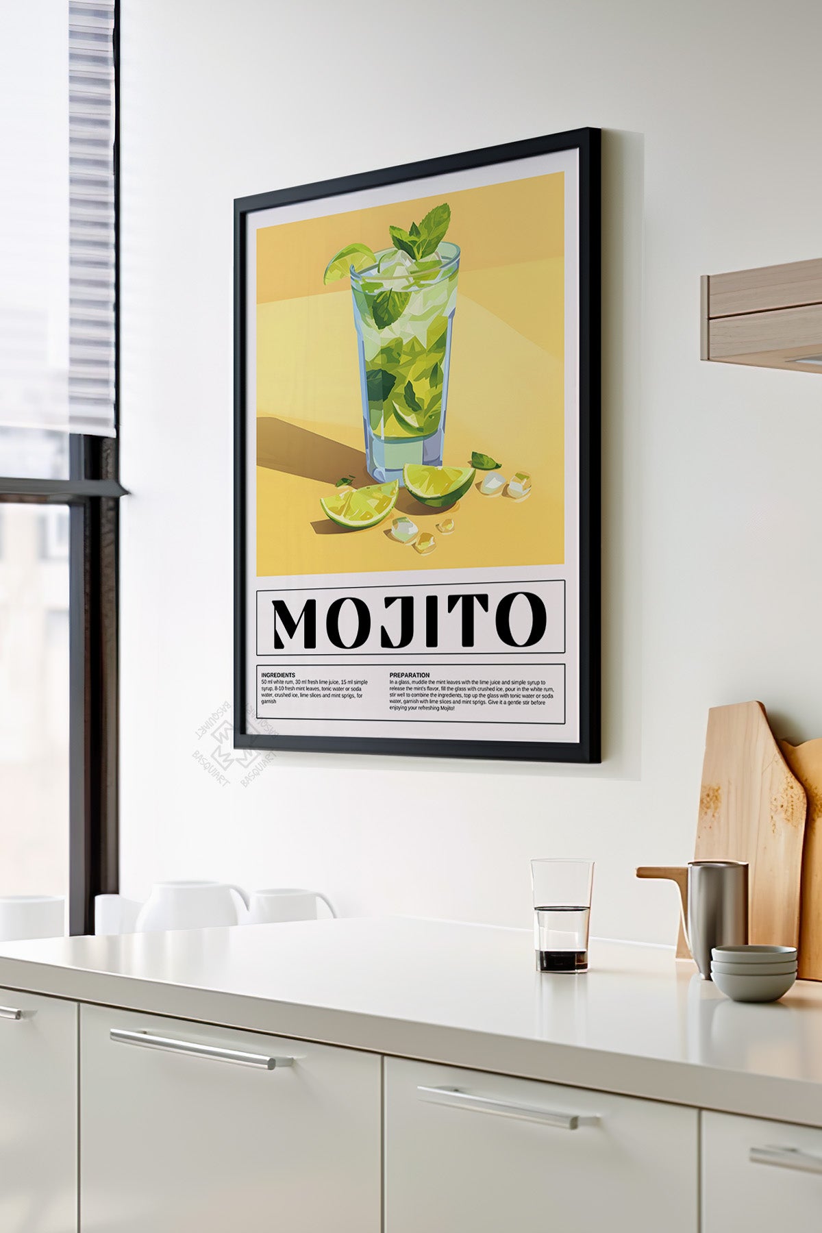 Kokteyl Serisi Siyah Çerçeveli Poster, Tablo, Cafe, Restoran, Mutfak Duvar Dekoru No:4
