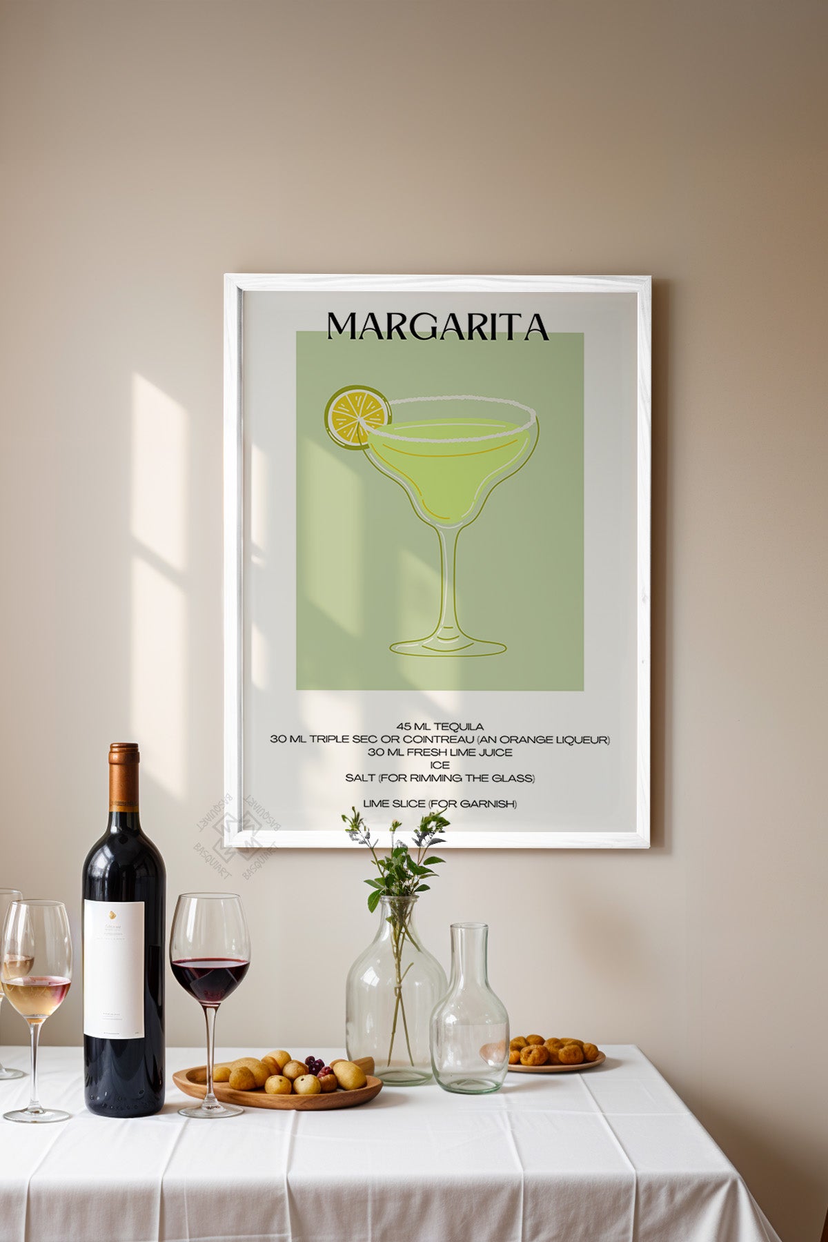 Kokteyl Serisi Beyaz Çerçeveli Poster, Tablo, Cafe, Restoran, Mutfak Duvar Dekoru No:20