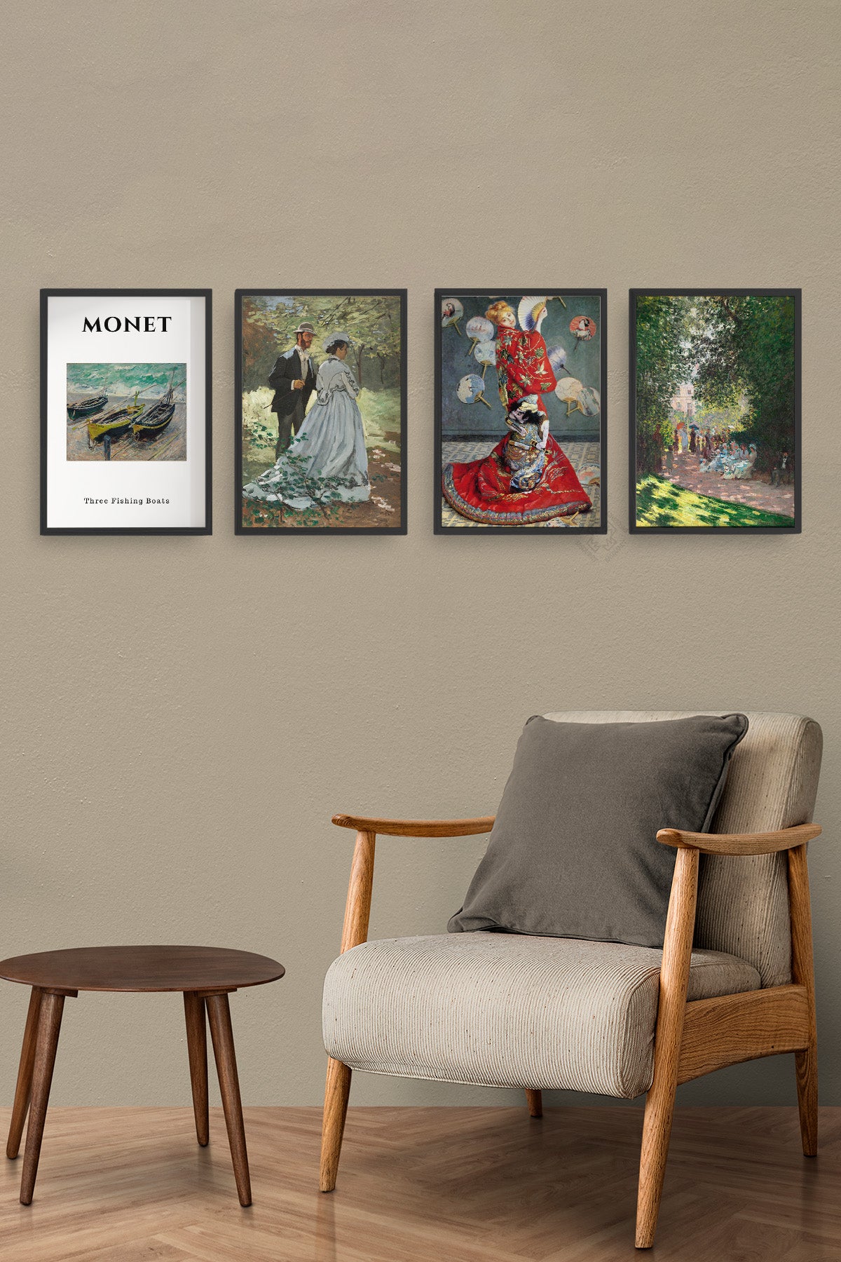 Monet 4'lü Siyah Çerçeveli Poster, Tablo Seti No:53