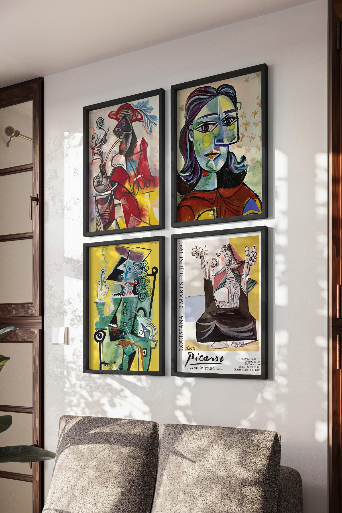 Picasso Sanatsal 4'lü Siyah Çerçeveli Poster, Tablo Seti No:34