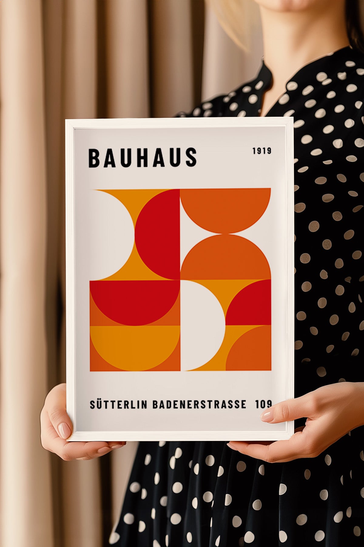 Bauhaus Serisi Beyaz Çerçeveli Poster, Tablo No:91