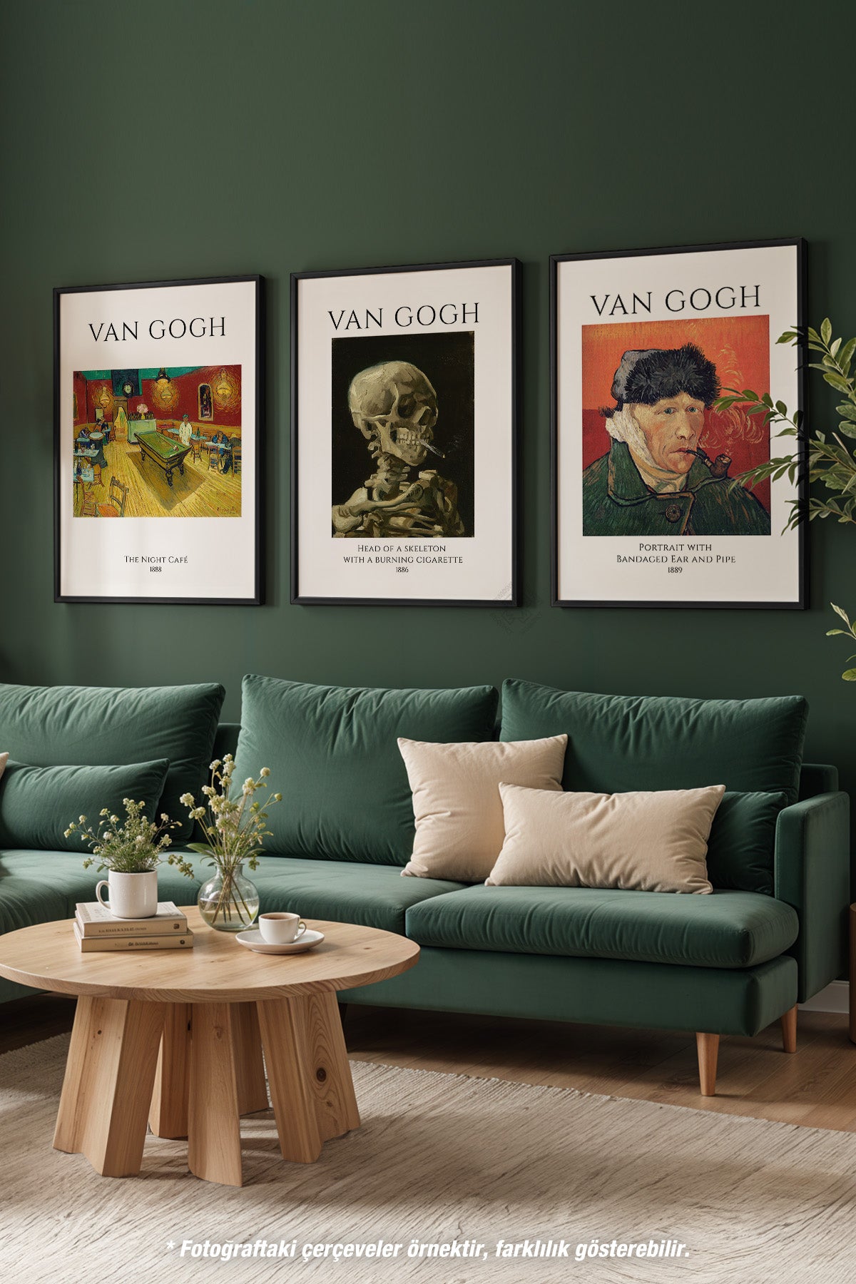 Van Gogh Sanatsal 3'lü Siyah Çerçeveli Poster, Tablo Seti No:3