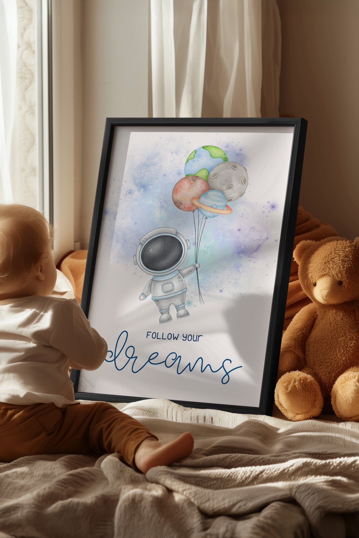 Çocuk Odası, Bebek Odası Siyah Çerçeveli Poster, Tablo No:29