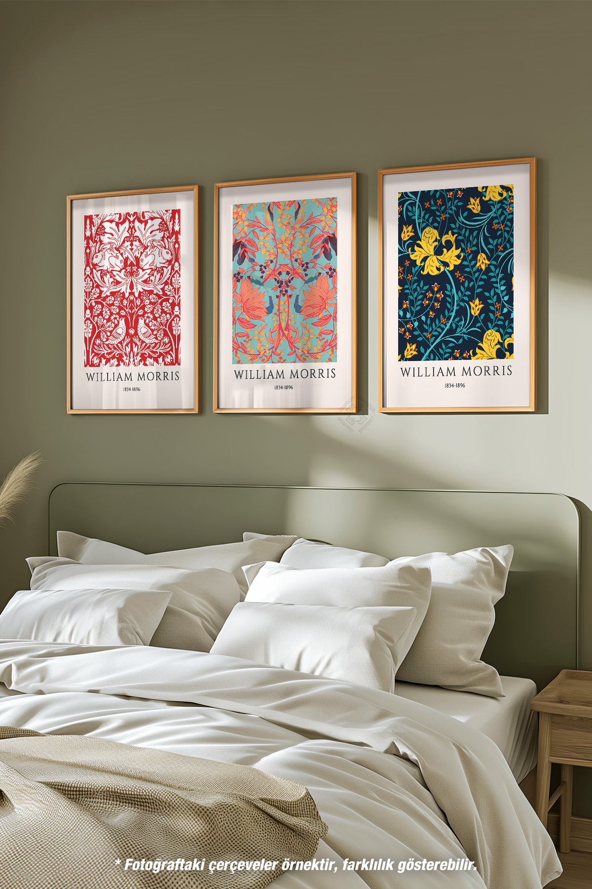 Etnik Desenli 3'lü Ahşap Çerçeveli Poster, Tablo Seti No:49