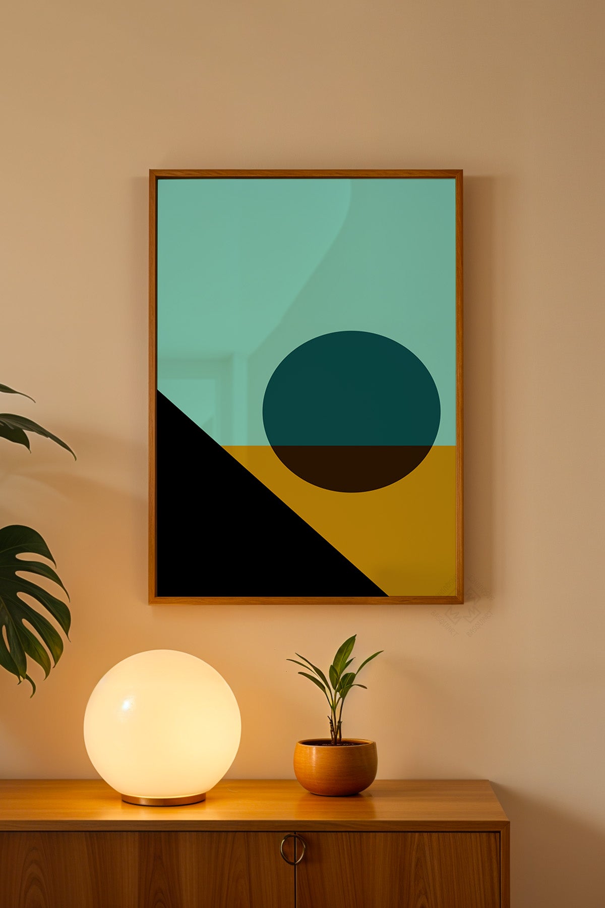 Bauhaus Serisi Ahşap Çerçeveli Poster, Tablo No:80