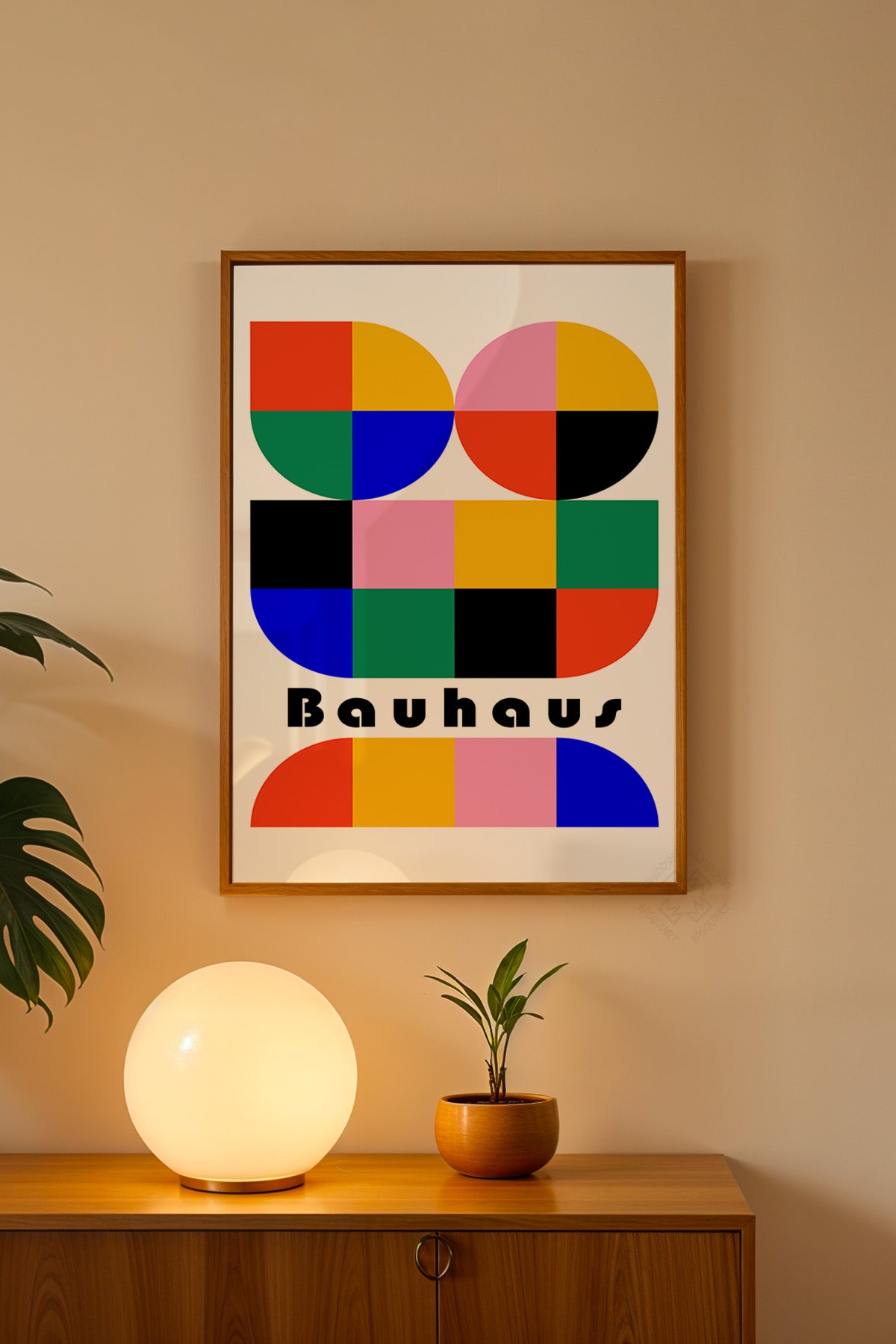 Bauhaus Serisi Ahşap Çerçeveli Poster, Tablo No:13