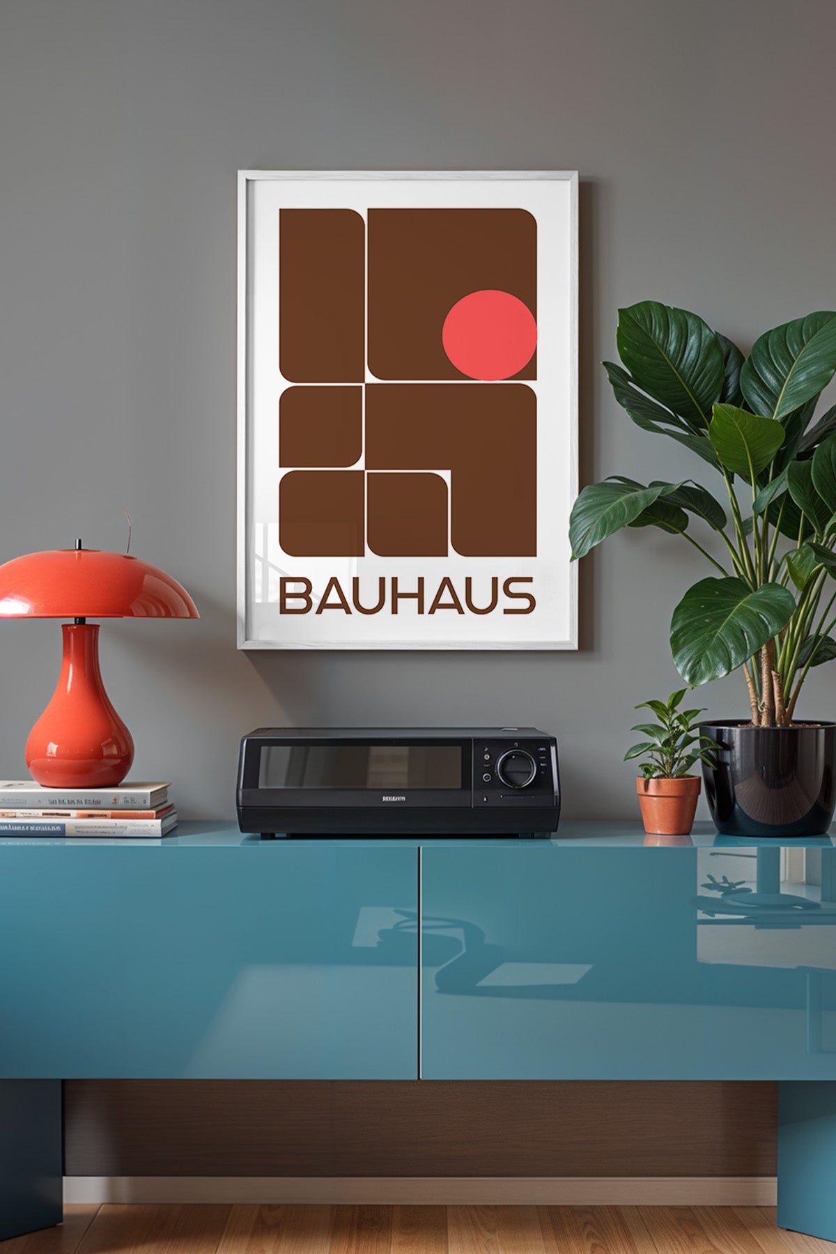 Bauhaus Serisi Beyaz Çerçeveli Poster, Tablo No:81