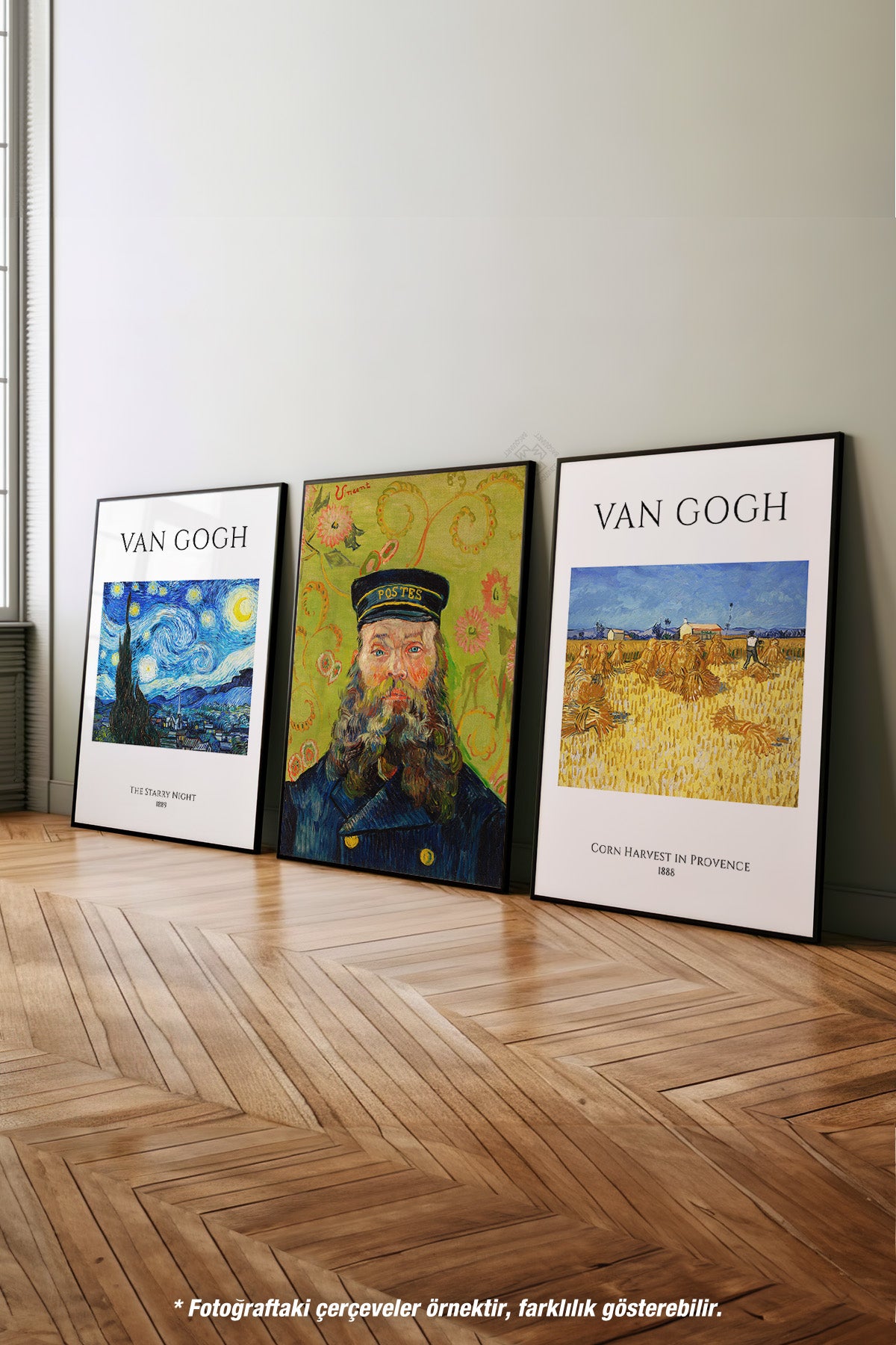 Van Gogh 3'lü Siyah Çerçeveli Poster, Tablo Seti No:1