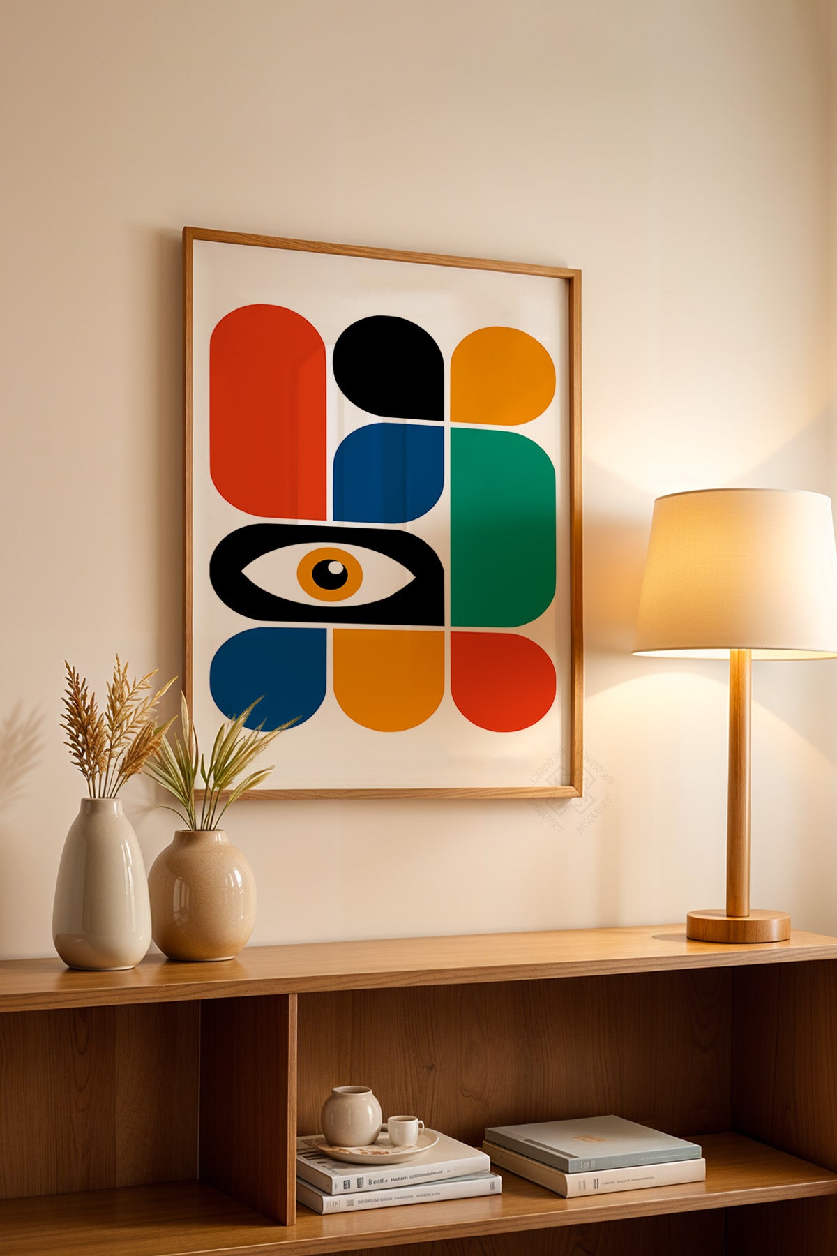 Bauhaus Serisi Ahşap Çerçeveli Poster, Tablo No:3