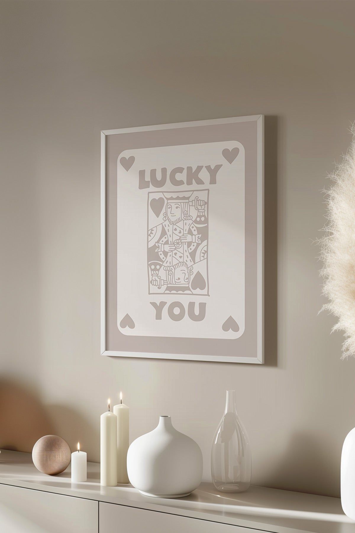 Lucky You Serisi Beyaz Çerçeveli Poster, Tablo Duvar Dekoru No:5