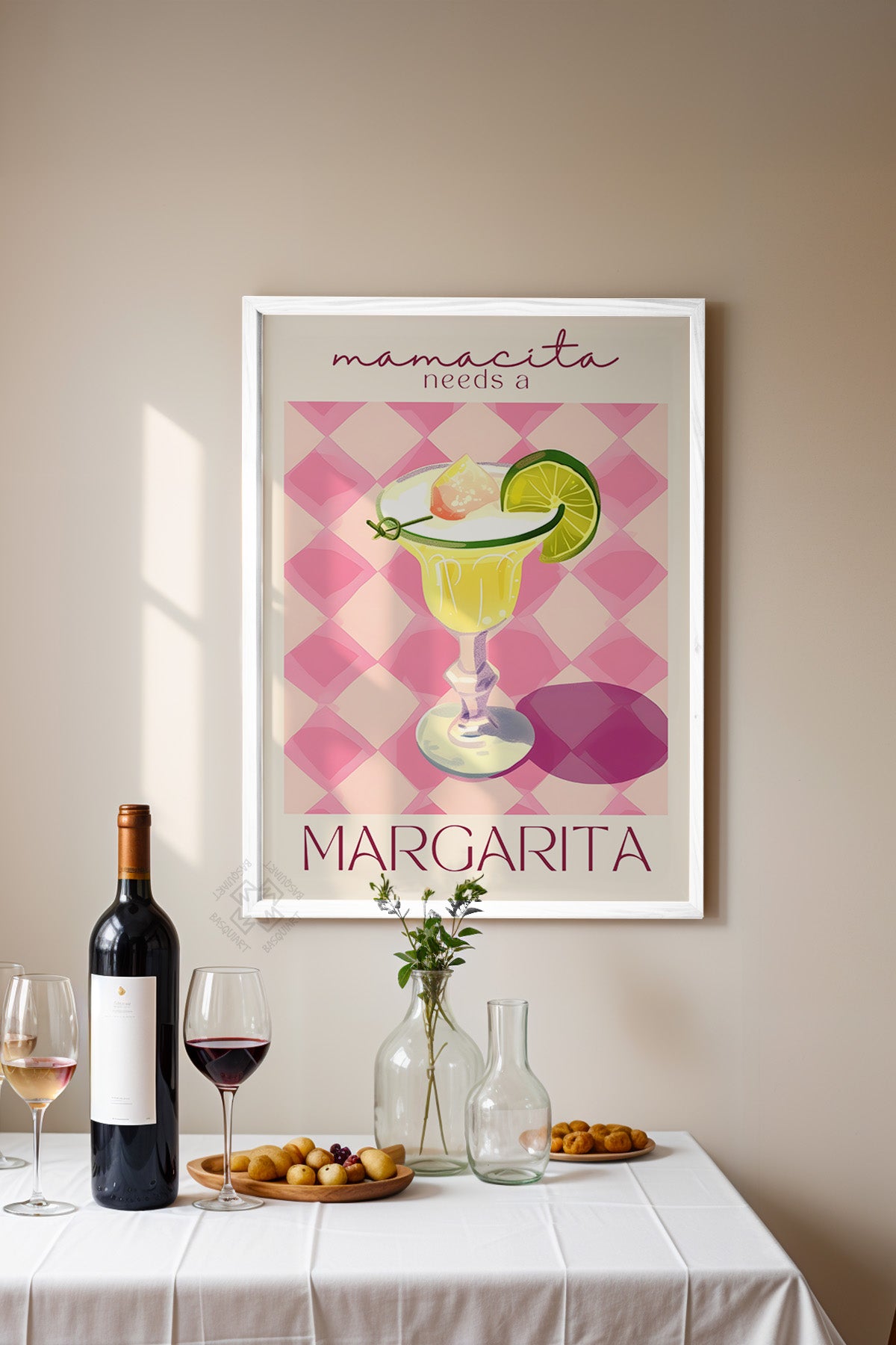 Kokteyl Serisi Beyaz Çerçeveli Poster, Tablo, Cafe, Restoran, Mutfak Duvar Dekoru No:48