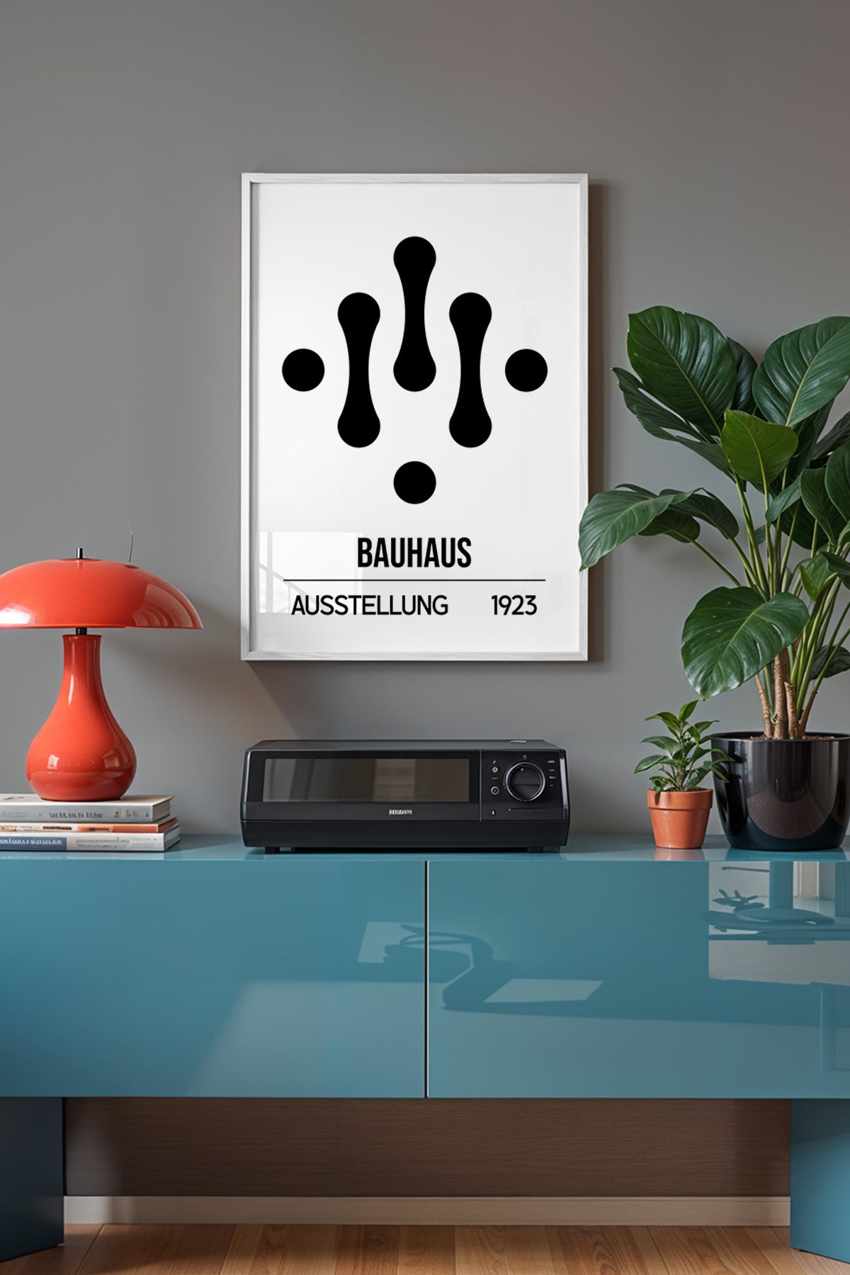 Bauhaus Serisi Beyaz Çerçeveli Poster, Tablo No:125