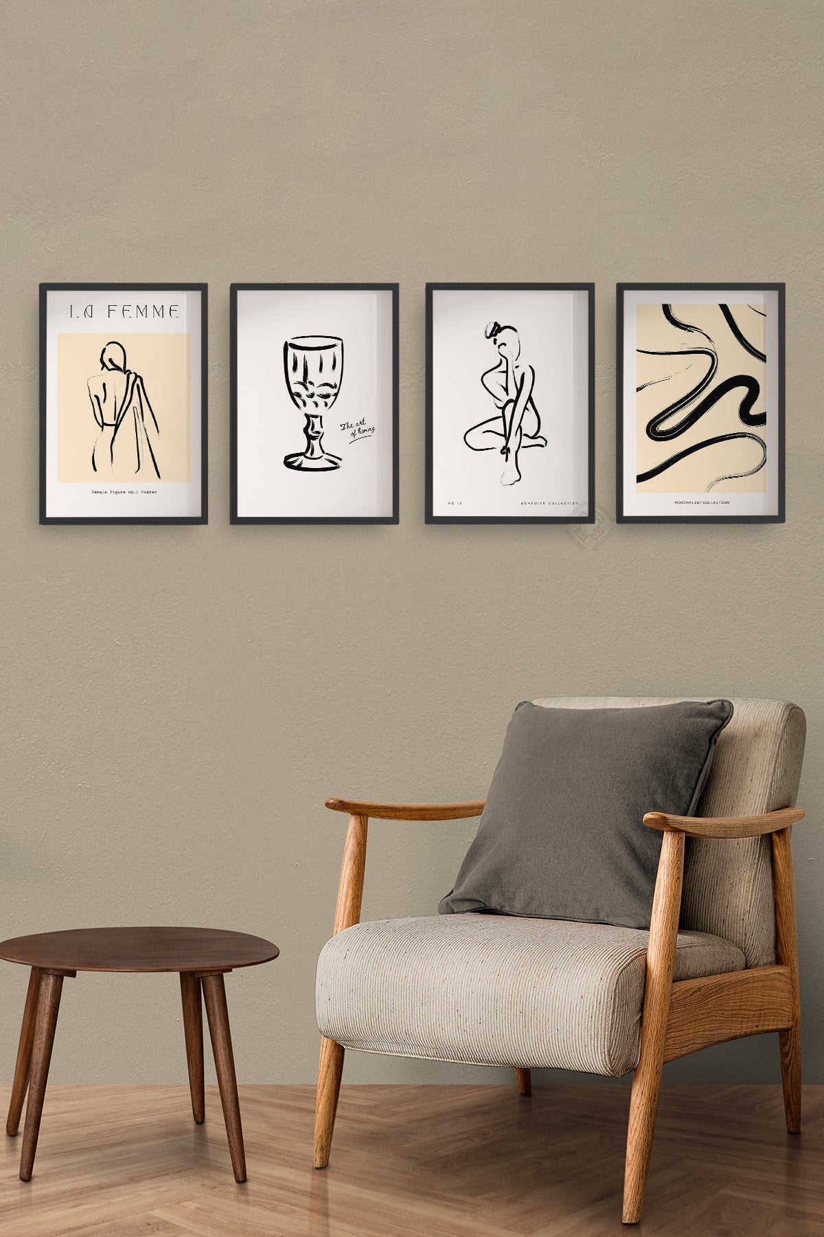 Bohemian 4'lü Siyah Çerçeveli Poster, Tablo Seti No:20