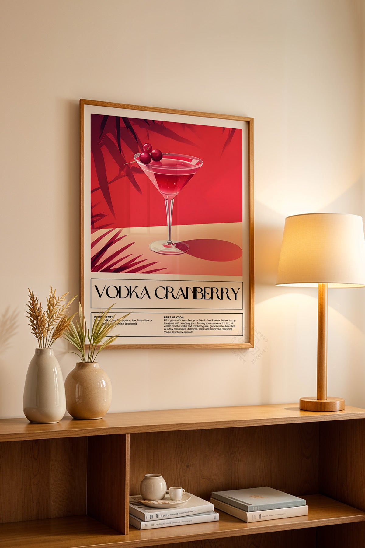 Kokteyl Serisi Ahşap Çerçeveli Poster, Tablo, Cafe, Restoran, Mutfak Duvar Dekoru No:9