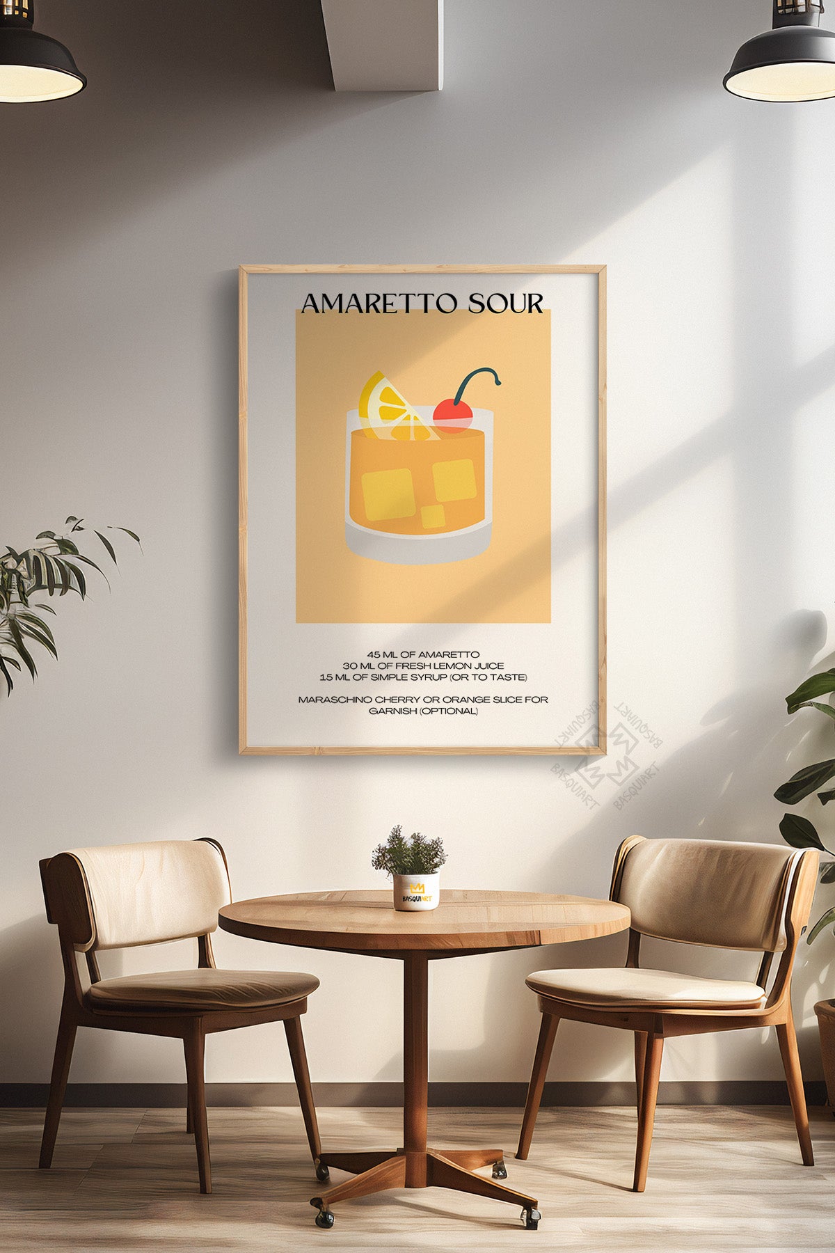 Kokteyl Serisi Ahşap Çerçeveli Poster, Tablo, Cafe, Restoran, Mutfak Duvar Dekoru No:17