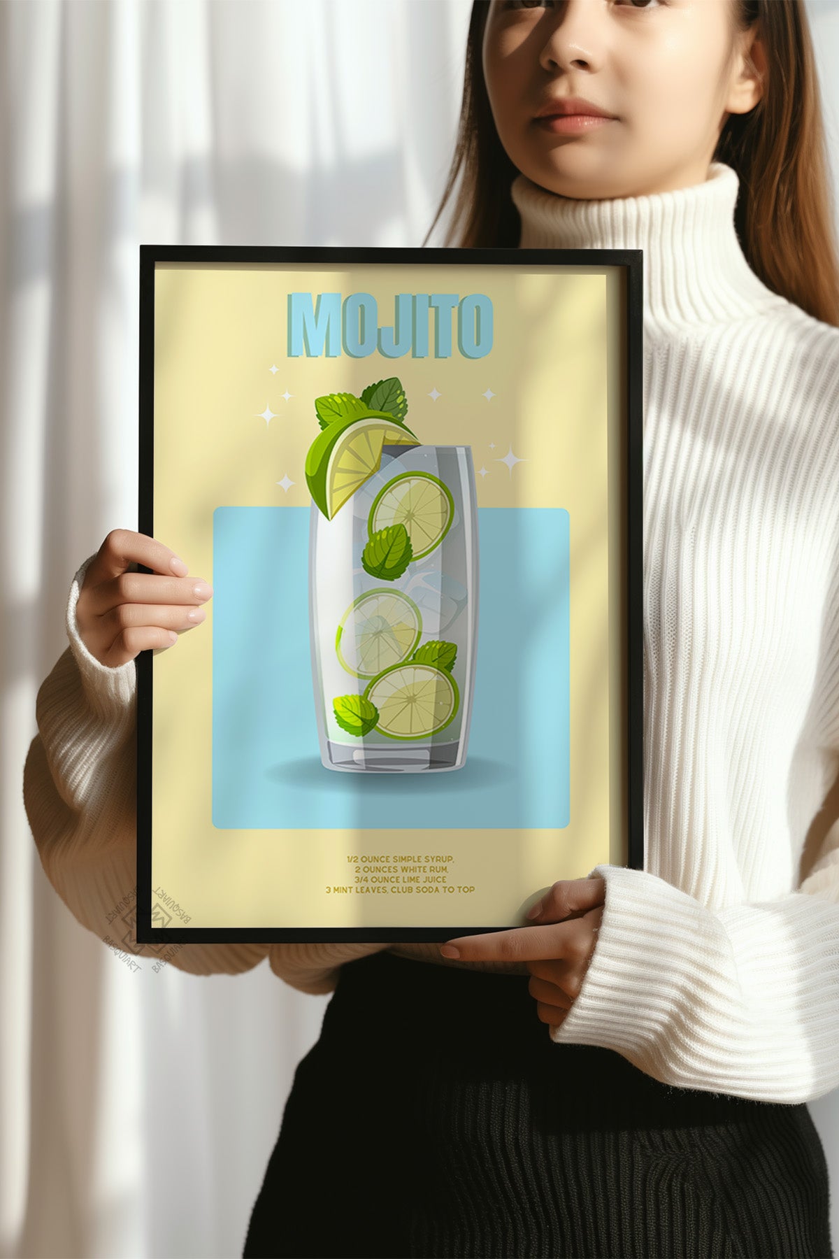 Kokteyl Serisi Siyah Çerçeveli Poster, Tablo, Cafe, Restoran, Mutfak Duvar Dekoru No:56
