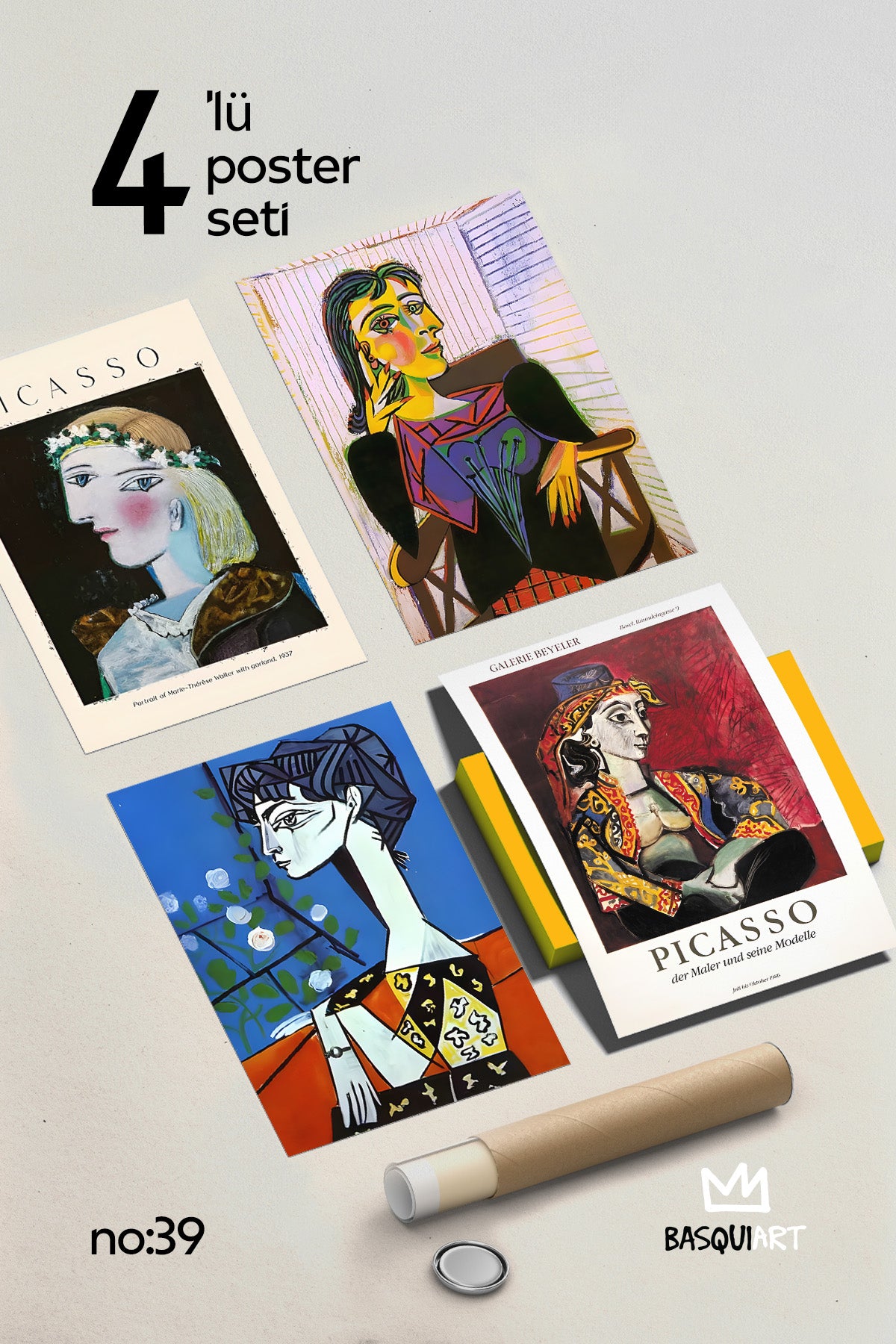 Picasso Sanatsal 4'lü Poster Seti, Duvar Dekoru No:39