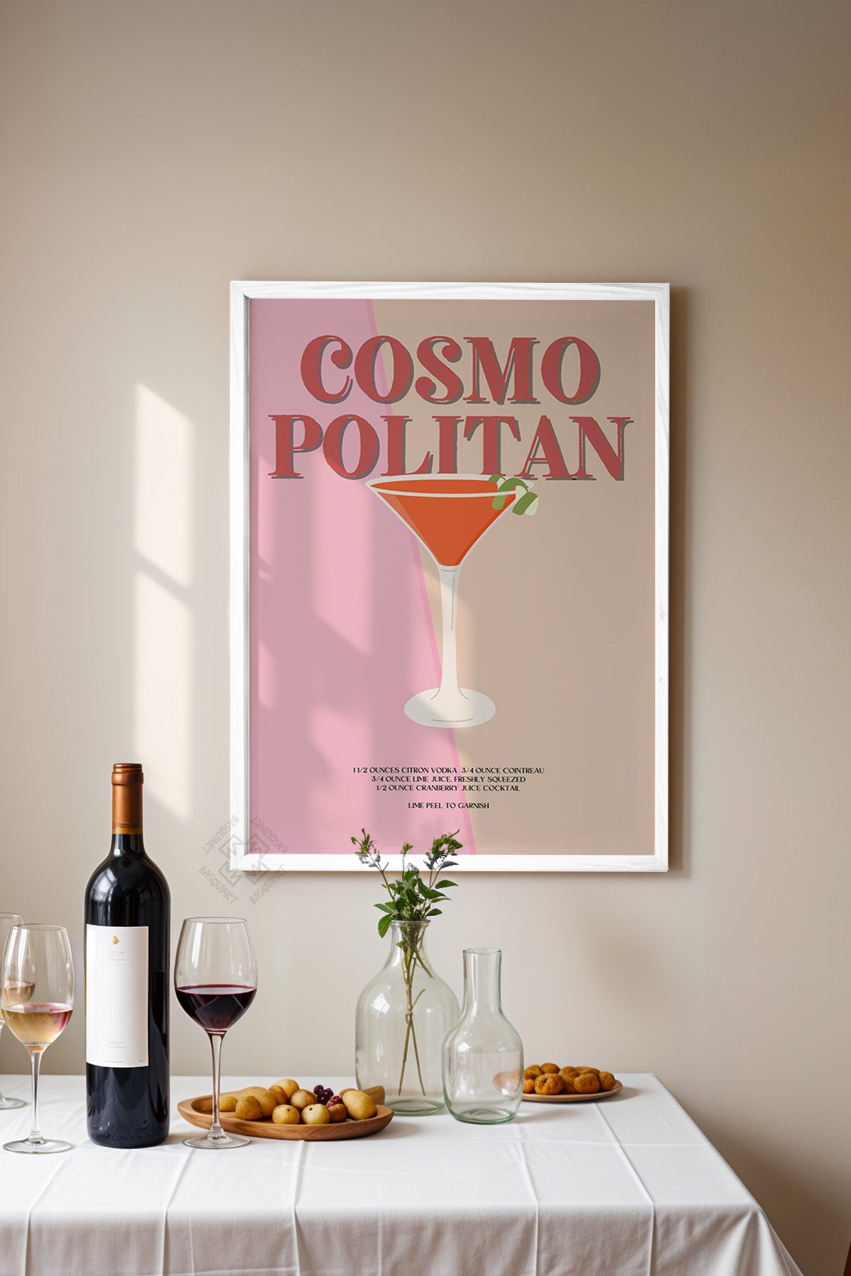 Kokteyl Serisi Beyaz Çerçeveli Poster, Tablo, Cafe, Restoran, Mutfak Duvar Dekoru No:53