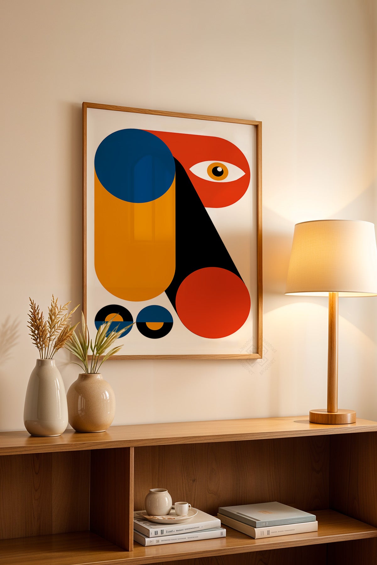 Bauhaus Serisi Ahşap Çerçeveli Poster, Tablo No:5