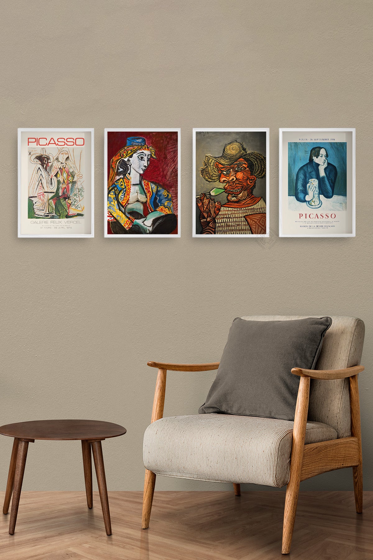 Picasso Sanatsal 4'lü Beyaz Çerçeveli Poster, Tablo Seti No:37