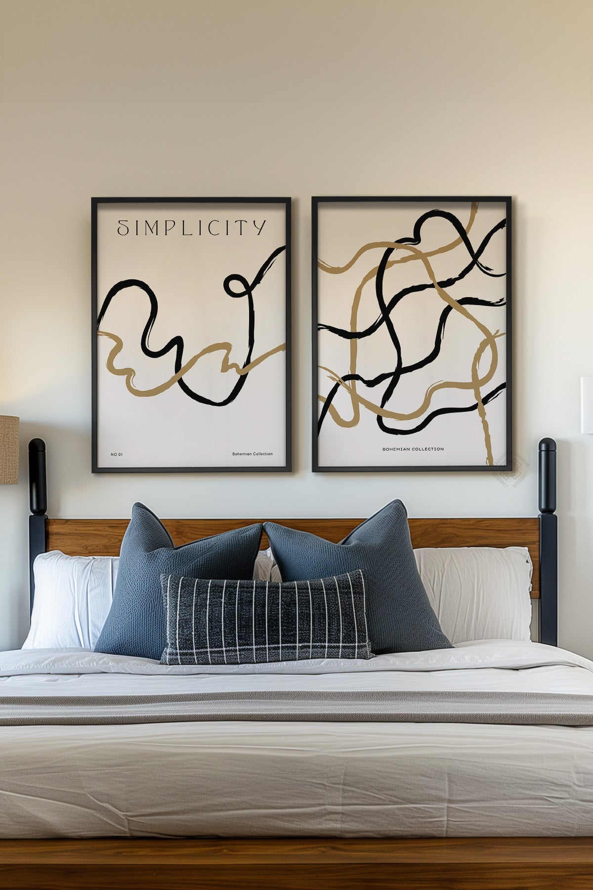 Minimal Sanatsal 2'li Siyah Çerçeveli Poster, Tablo Seti No:20