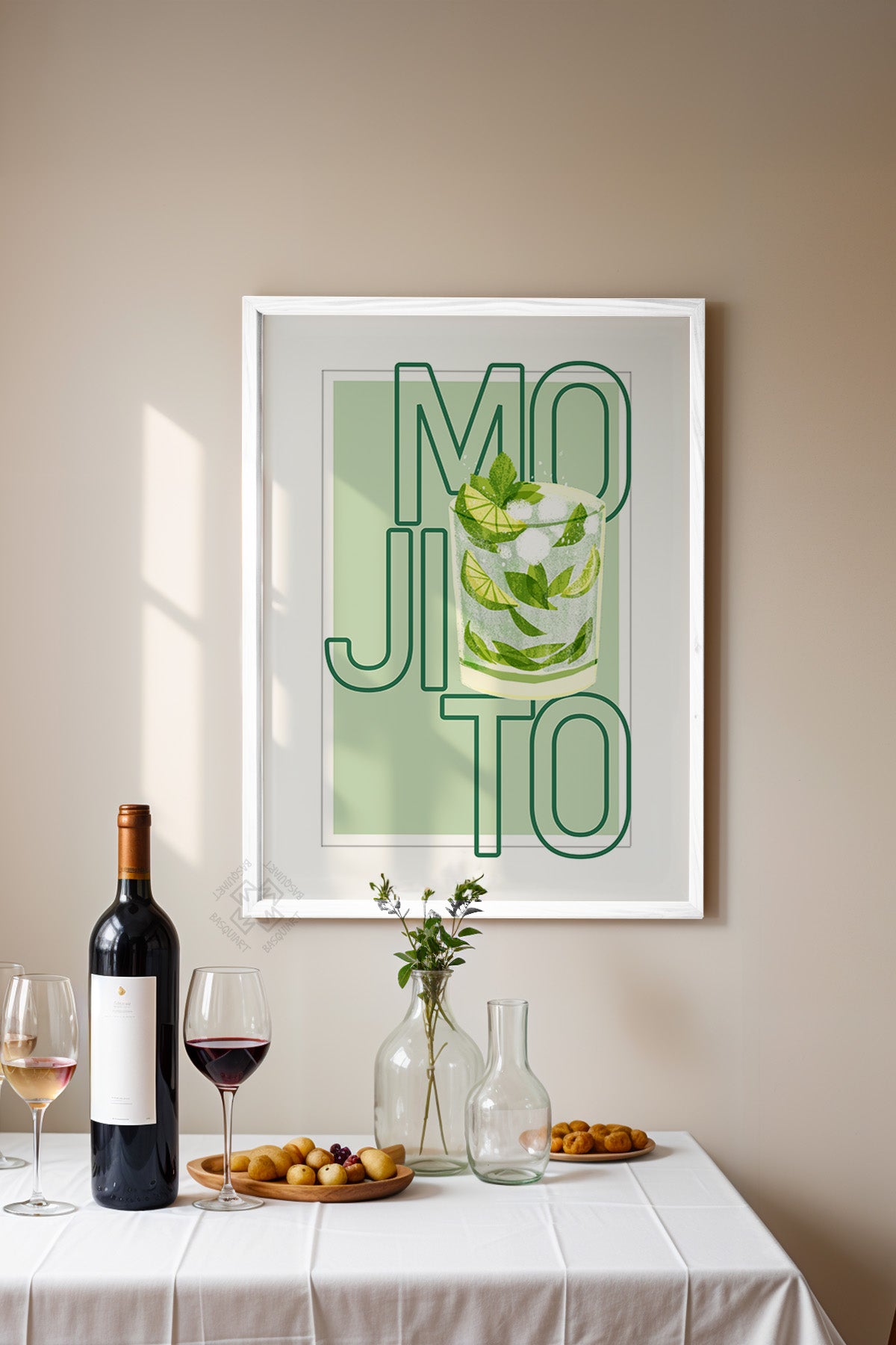 Kokteyl Serisi Beyaz Çerçeveli Poster, Tablo, Cafe, Restoran, Mutfak Duvar Dekoru No:42