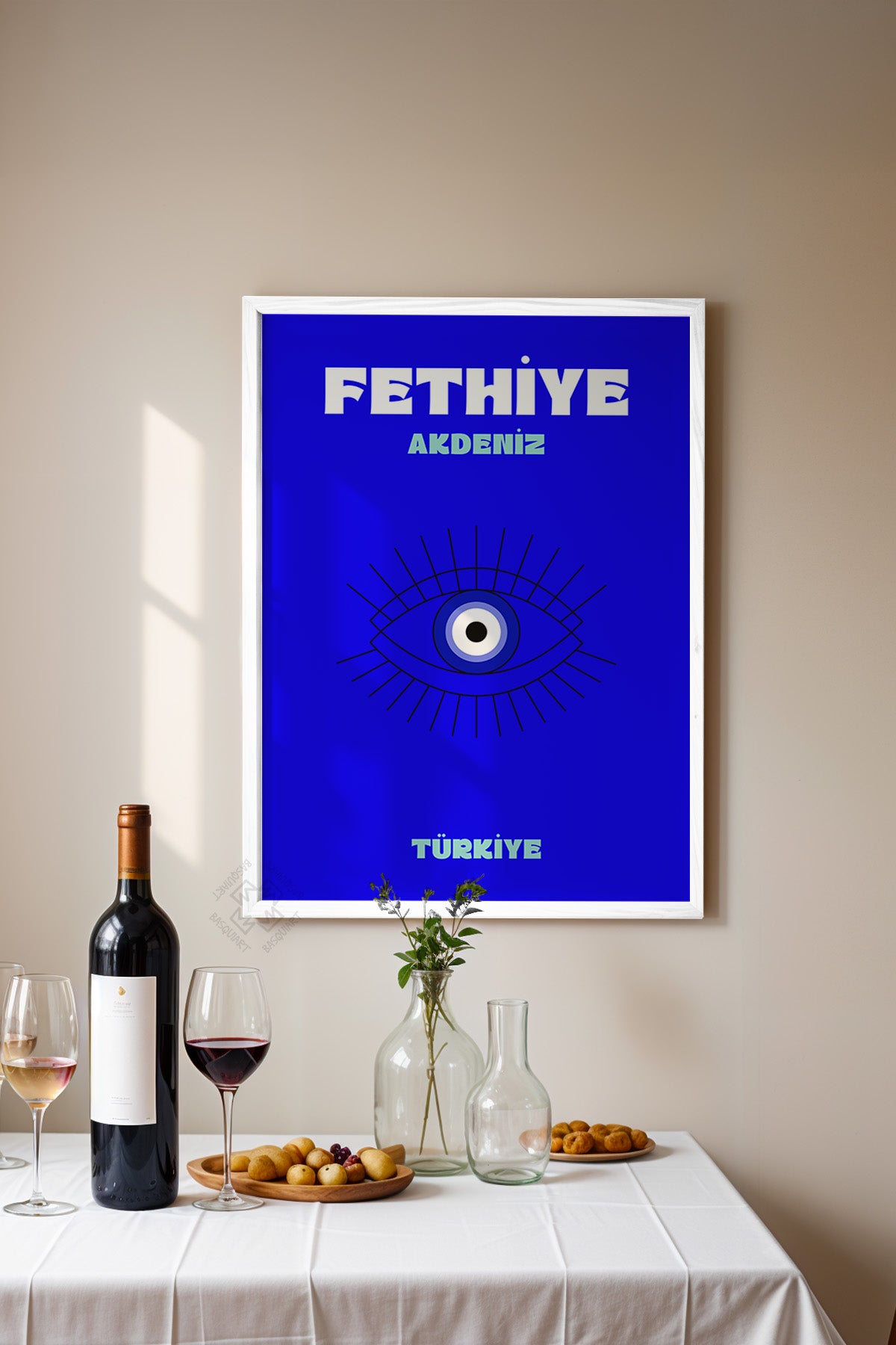 Şehir Serisi Beyaz Çerçeveli Poster, Tablo Duvar Dekoru No:1
