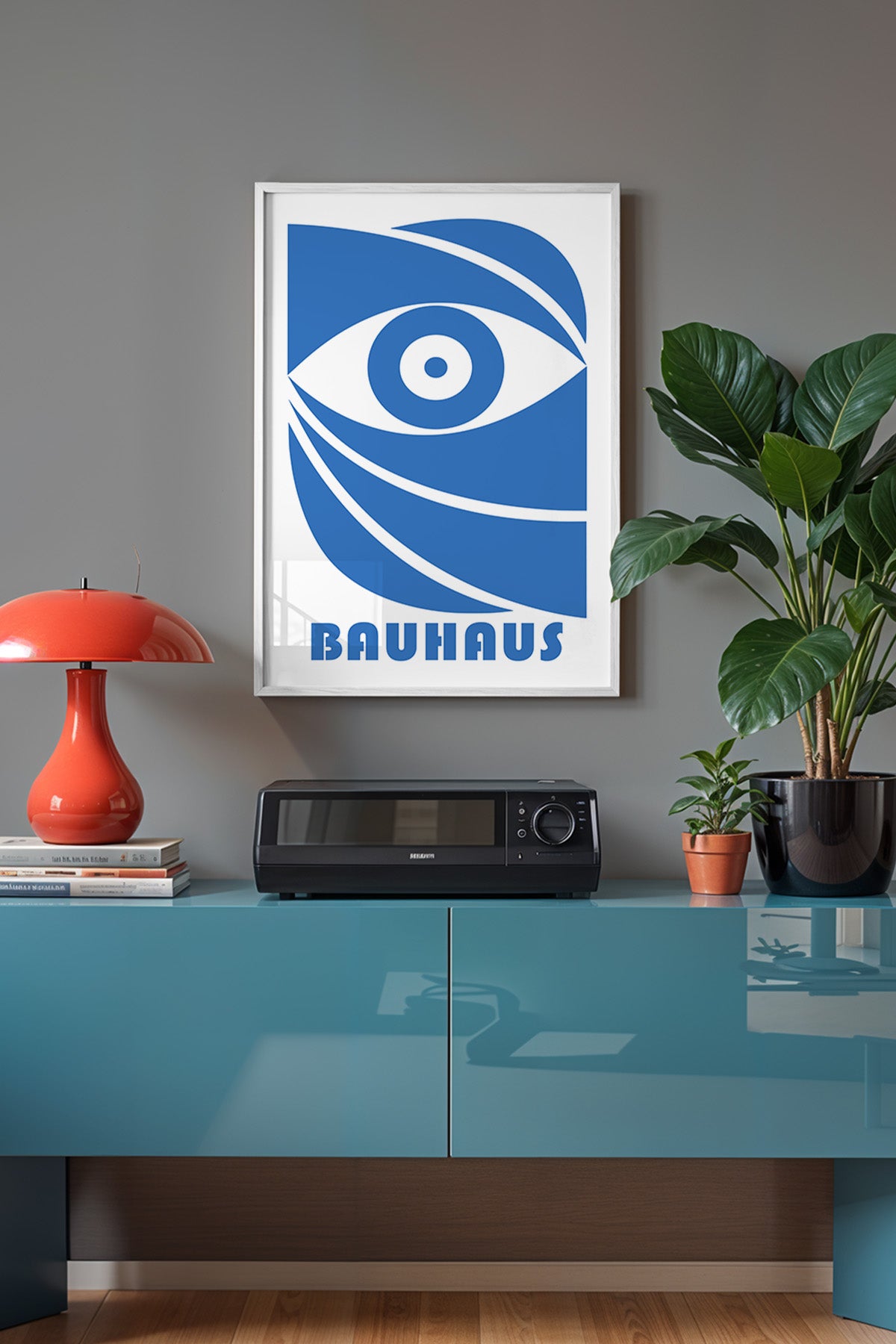 Bauhaus Serisi Beyaz Çerçeveli Poster, Tablo No:63