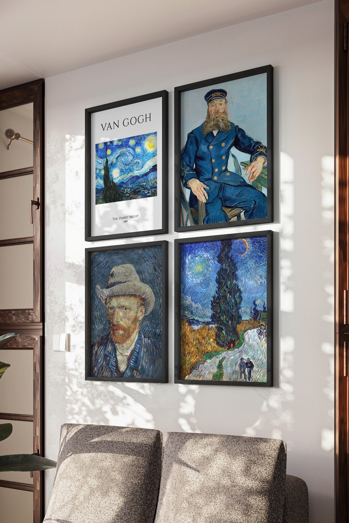 Van Gogh Sanatsal 4'lü Siyah Çerçeveli Poster, Tablo Seti No:51
