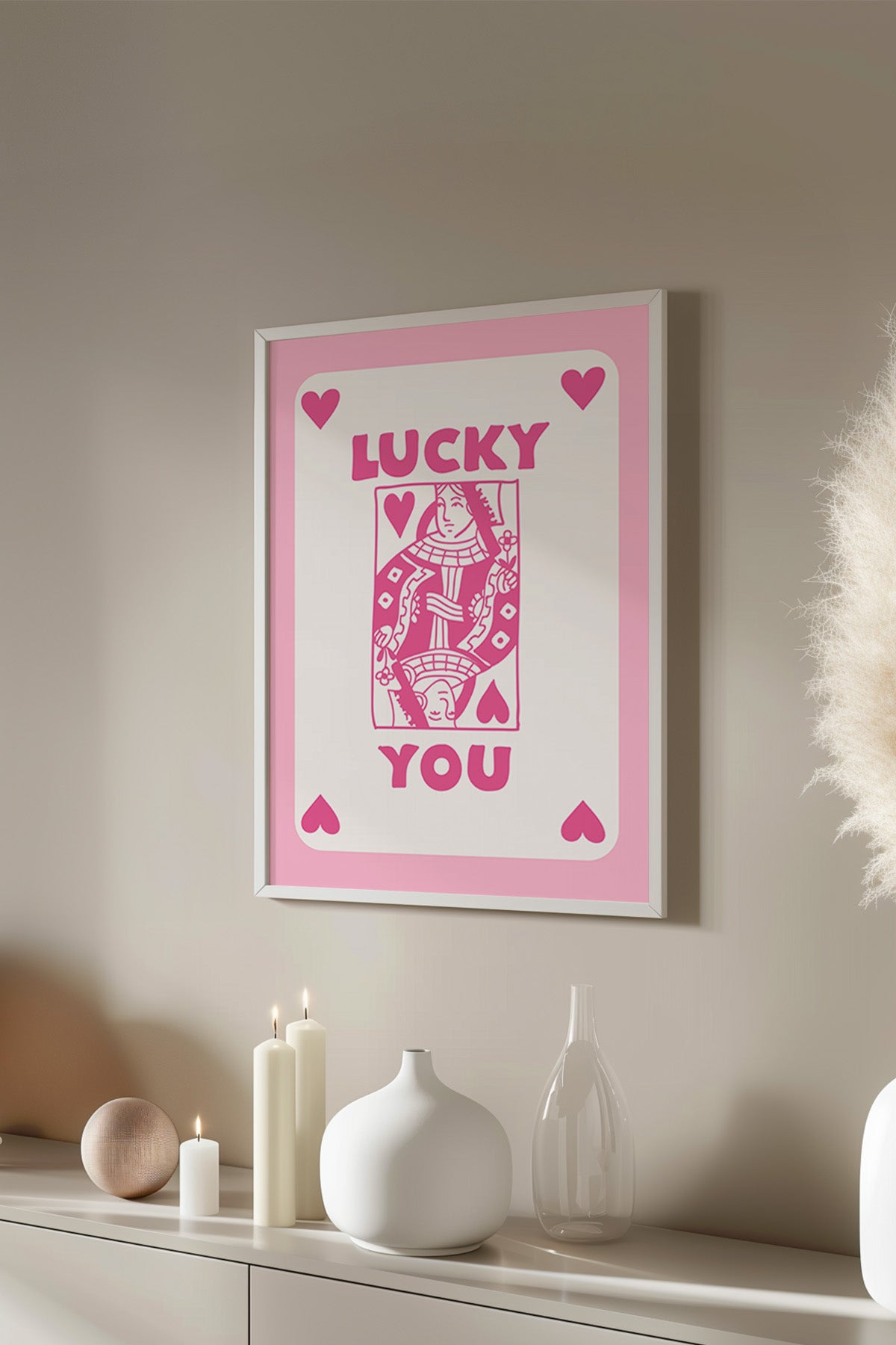 Lucky You Serisi Beyaz Çerçeveli Poster, Tablo Duvar Dekoru No:42