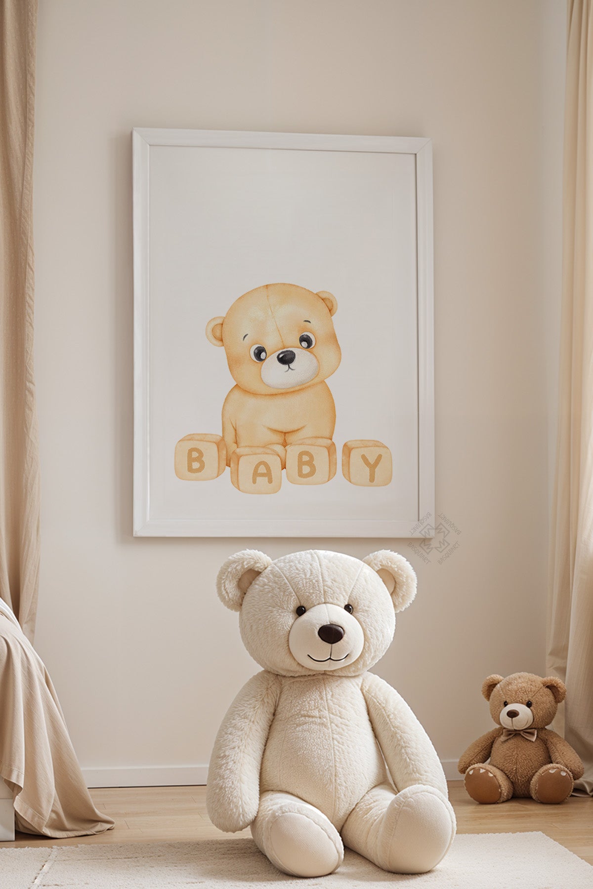 Çocuk Odası, Bebek Odası Beyaz Çerçeveli Poster, Tablo No:18