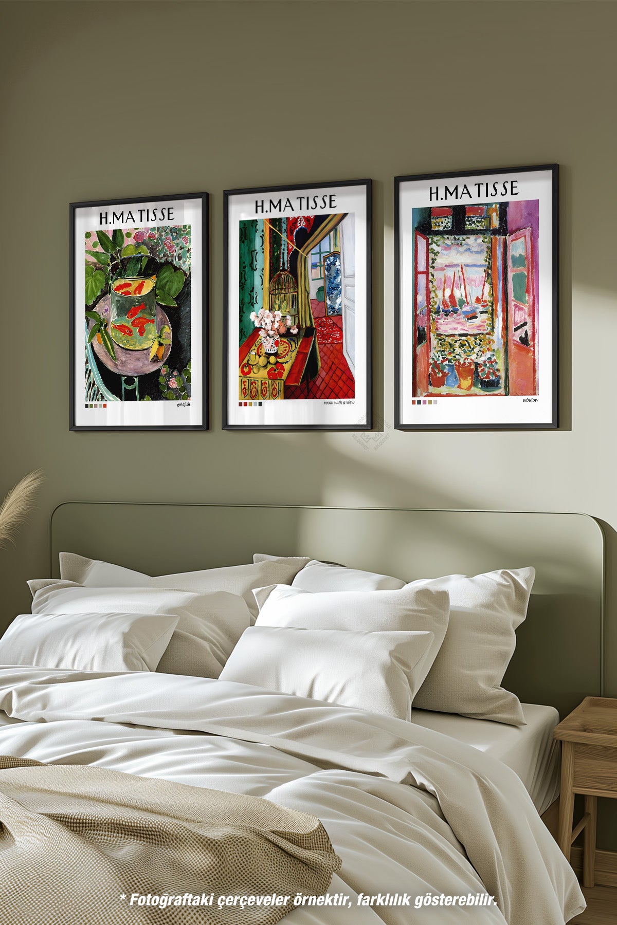 H Matisse 3'lü Siyah Çerçeveli Poster, Tablo Seti No:38