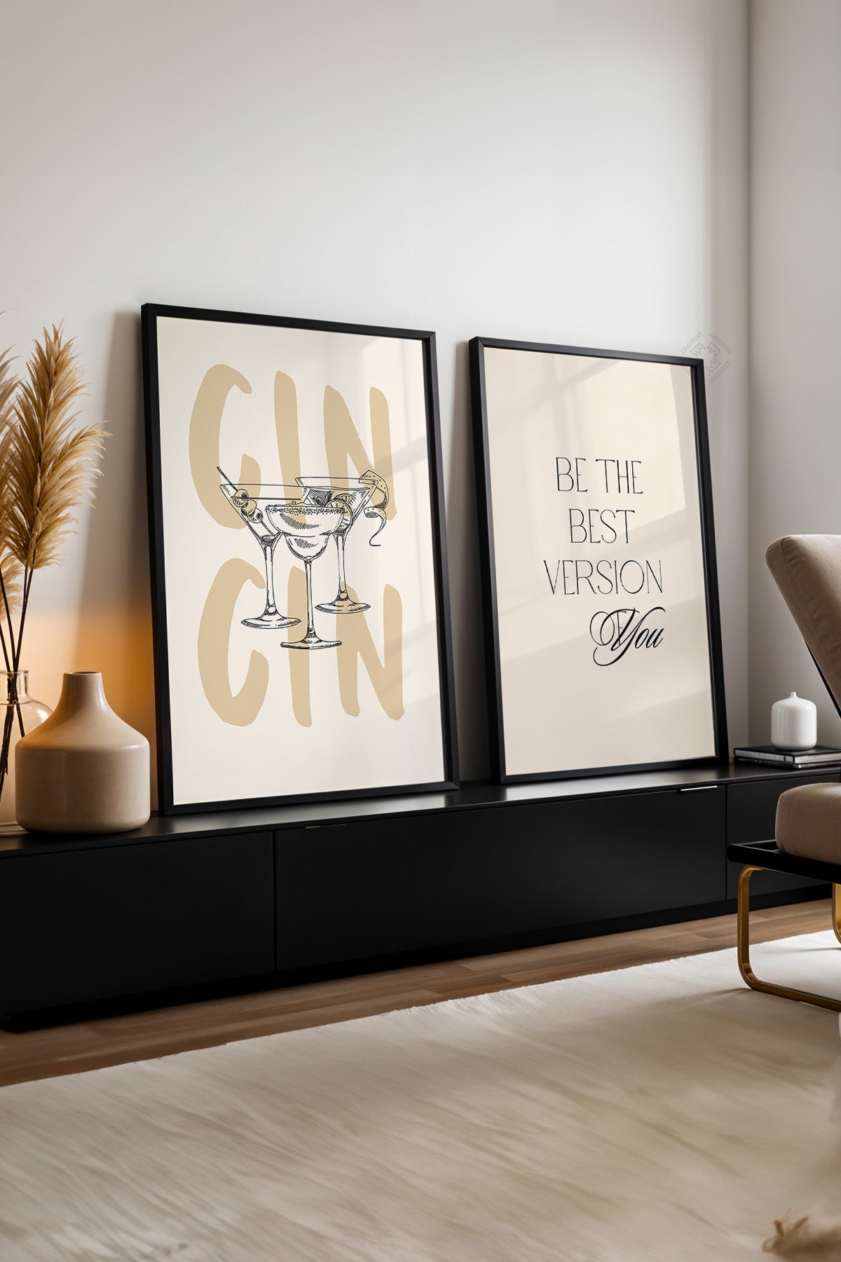 Bohem 2'li Siyah Çerçeveli Poster, Tablo Seti No:4