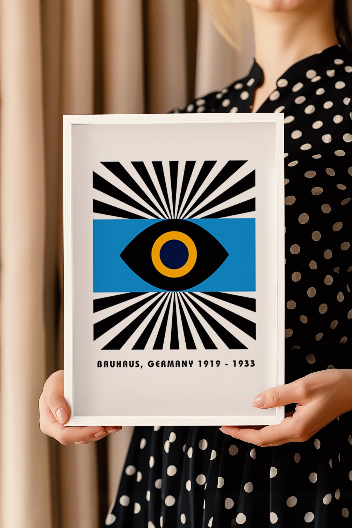 Bauhaus Serisi Beyaz Çerçeveli Poster, Tablo No:114
