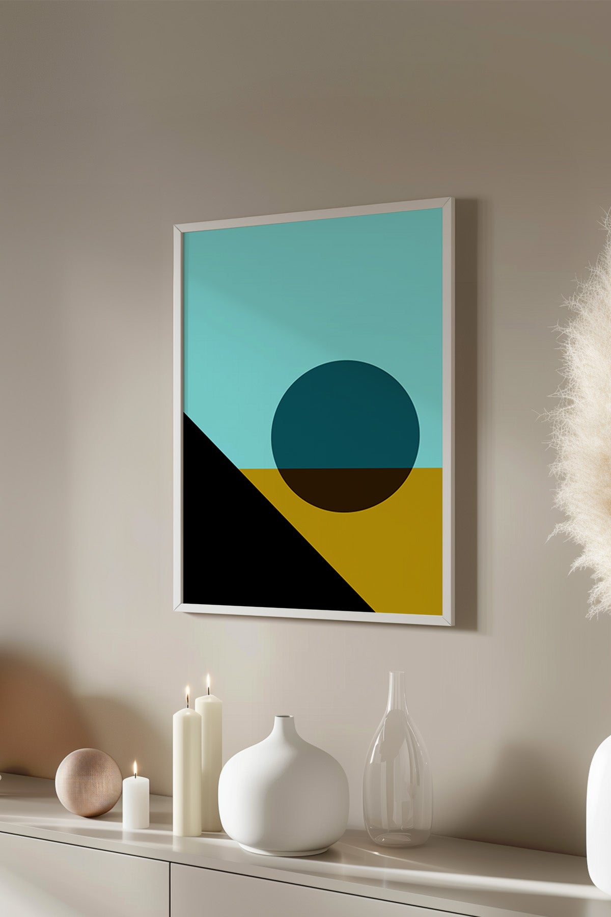 Bauhaus Serisi Beyaz Çerçeveli Poster, Tablo No:80