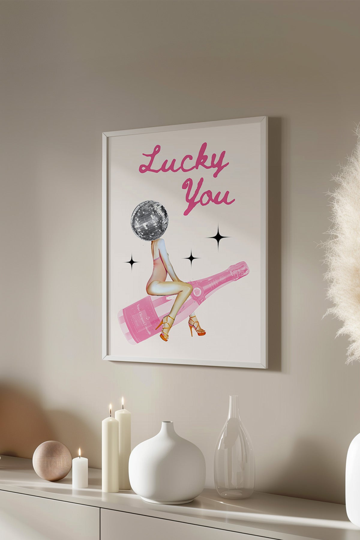 Lucky You Serisi Beyaz Çerçeveli Poster, Tablo Duvar Dekoru No:49