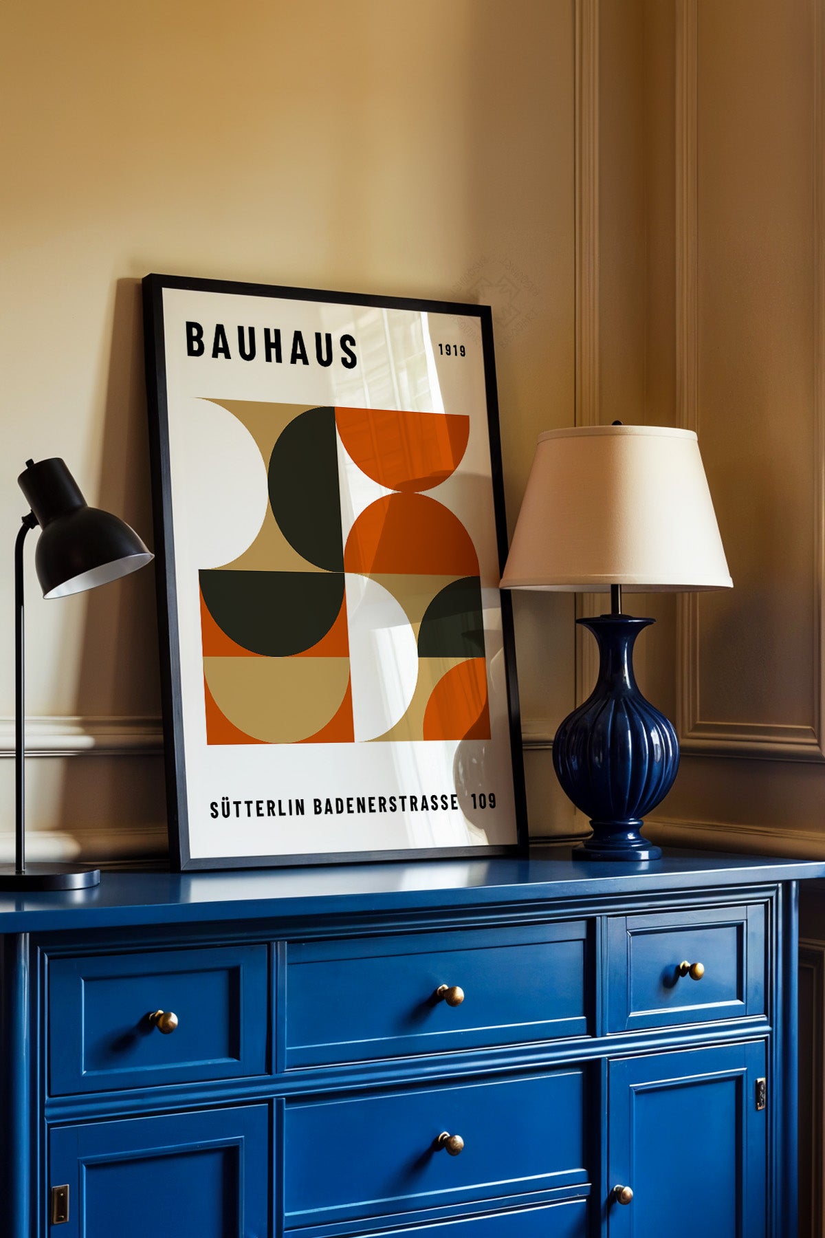 Bauhaus Serisi Siyah Çerçeveli Poster, Tablo No:90