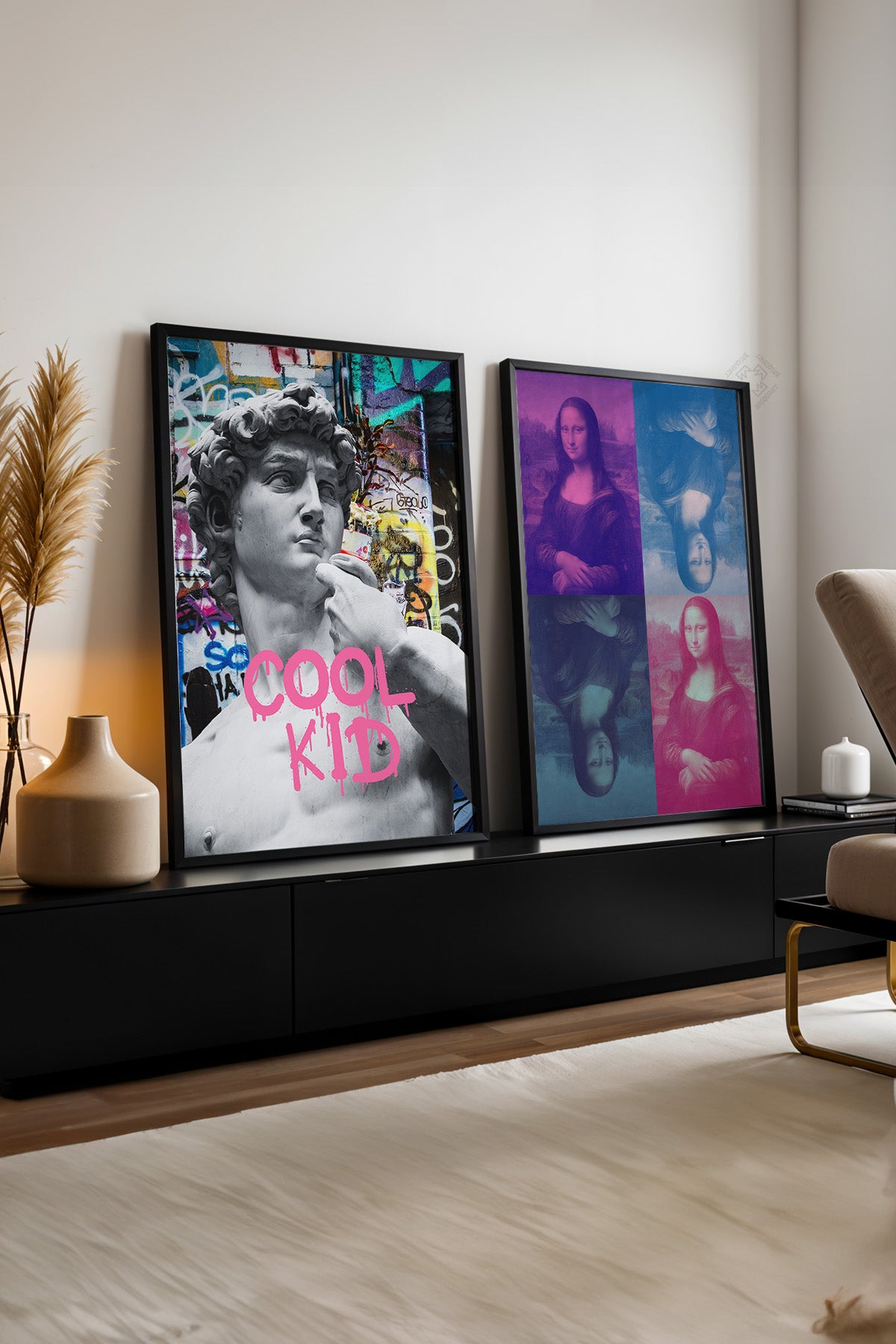 Modern Sanat 2'li Siyah Çerçeveli Poster, Tablo Seti No:35