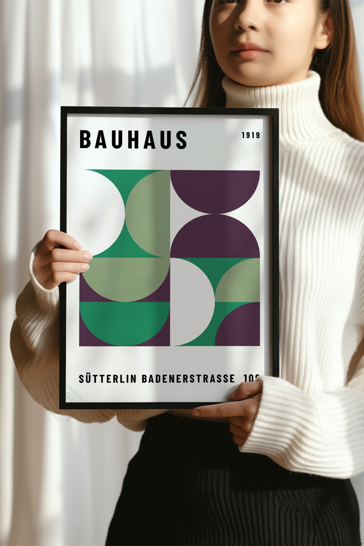 Bauhaus Serisi Siyah Çerçeveli Poster, Tablo No:92