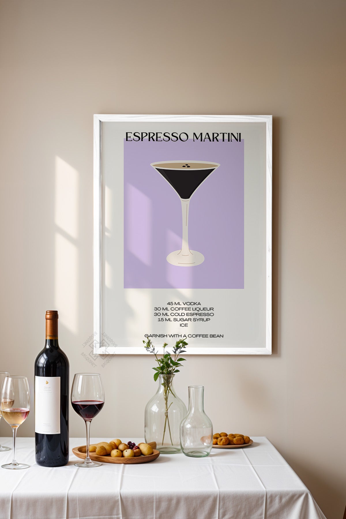 Kokteyl Serisi Beyaz Çerçeveli Poster, Tablo, Cafe, Restoran, Mutfak Duvar Dekoru No:16